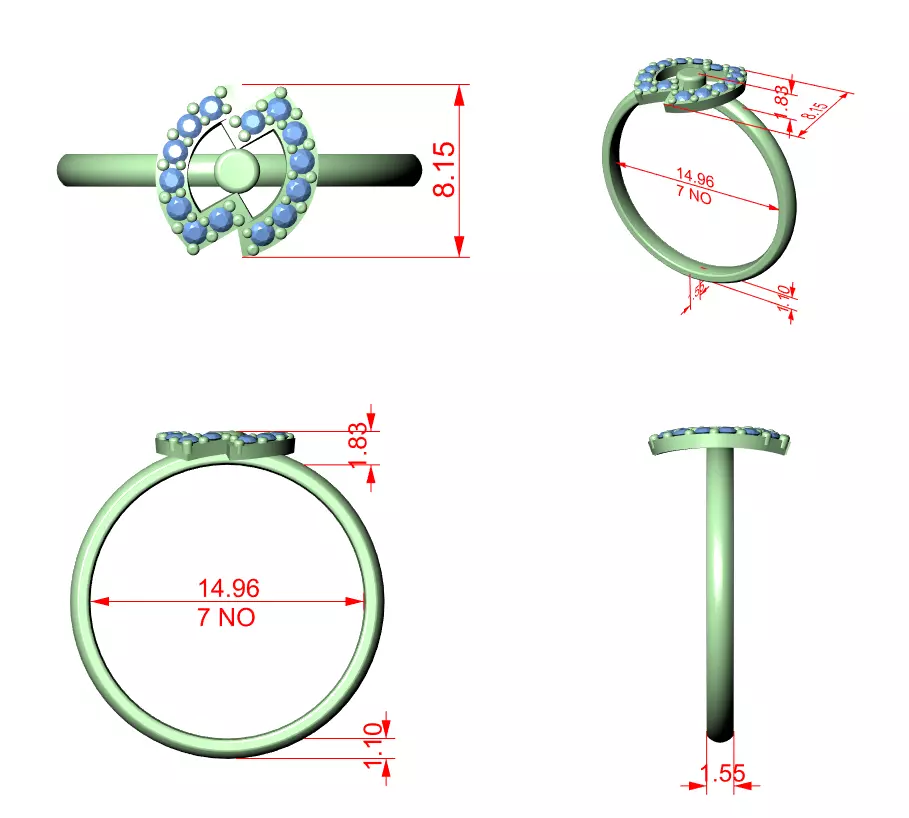 Round Diamond Engagement Marquise Shape Ring 3DM STL Video 3D print model_12
