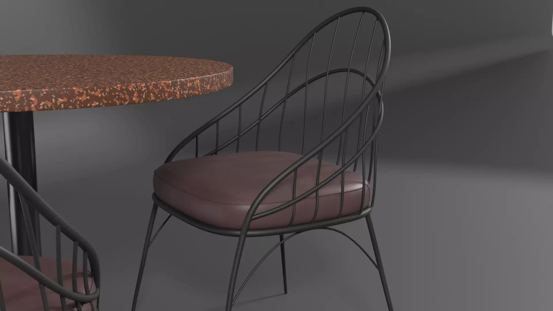 Modern Cafe Table and Chair Set Low-poly 3D model_4
