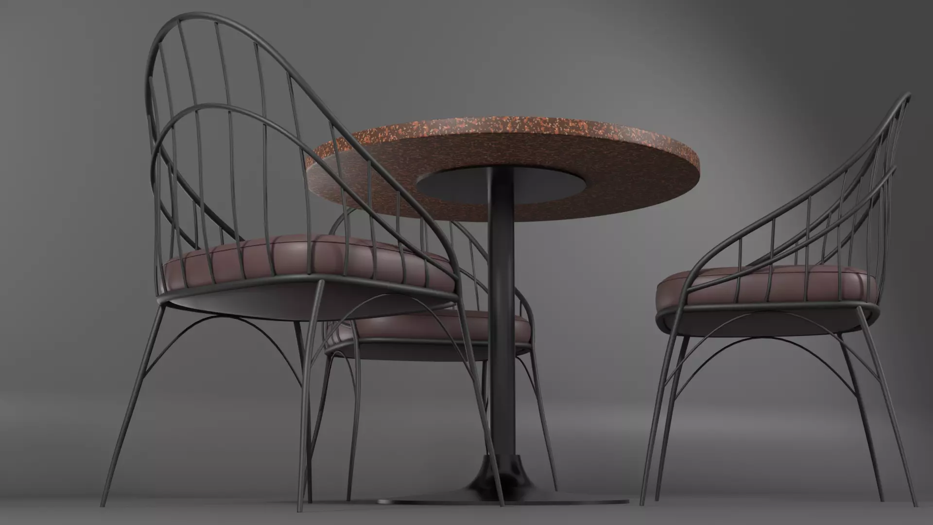 Modern Cafe Table and Chair Set Low-poly 3D model_6