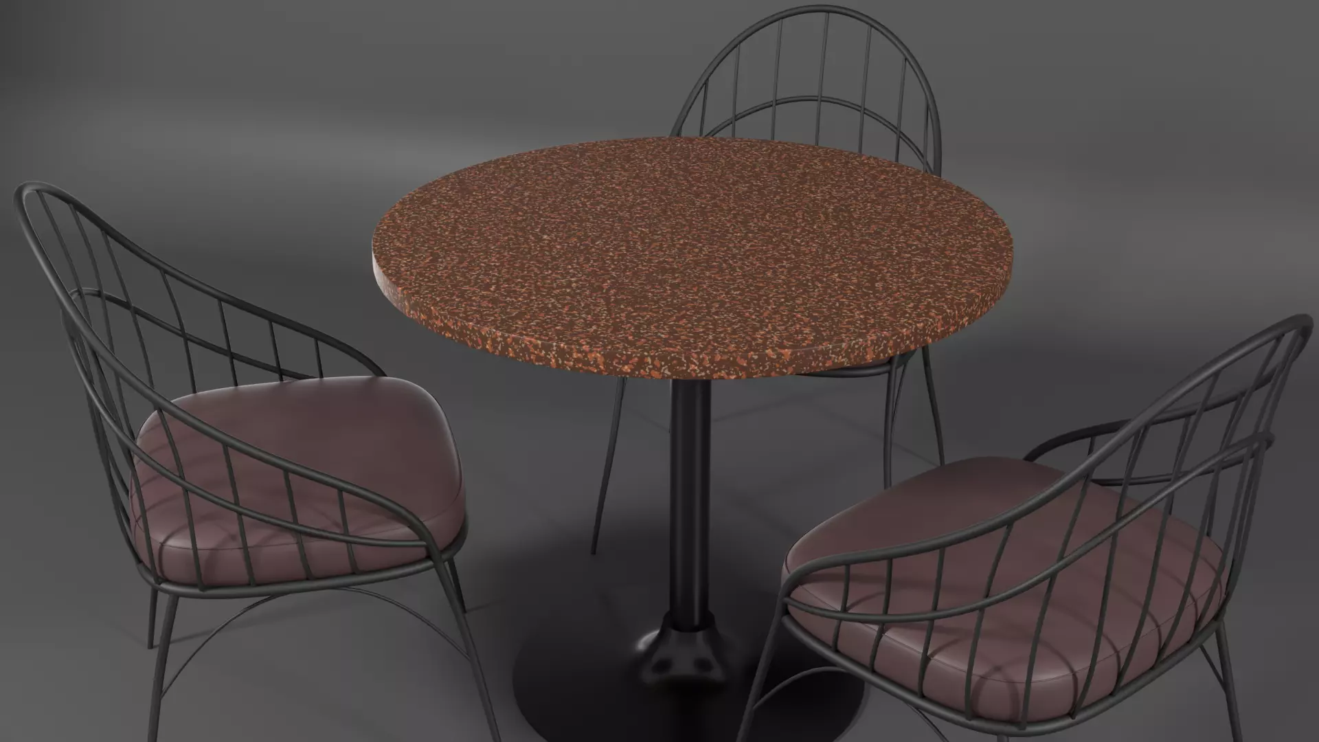 Modern Cafe Table and Chair Set Low-poly 3D model_7