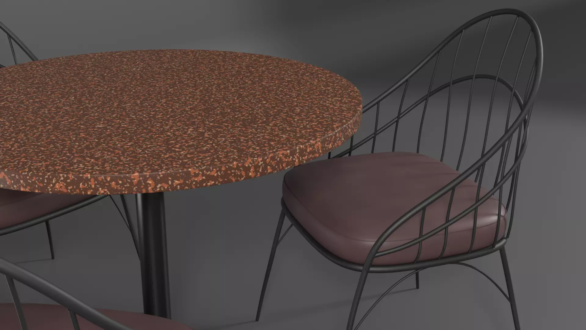 Modern Cafe Table and Chair Set Low-poly 3D model_3