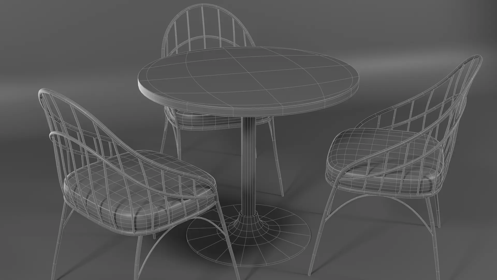 Modern Cafe Table and Chair Set Low-poly 3D model_8
