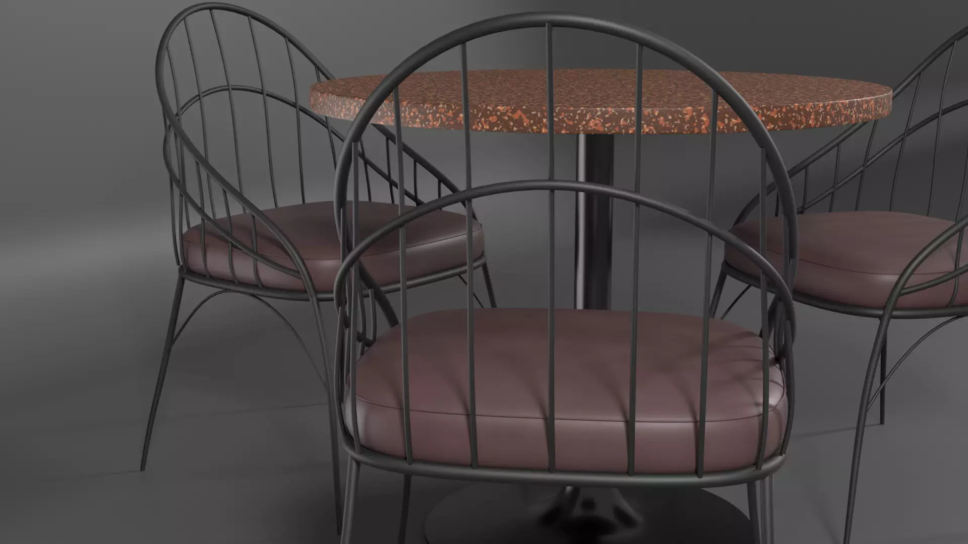 Modern Cafe Table and Chair Set Low-poly 3D model_5