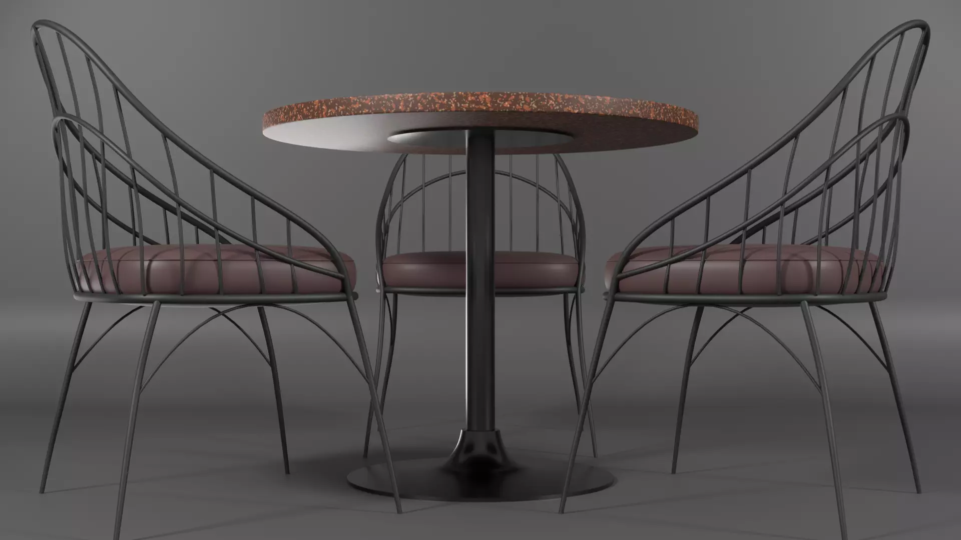 Modern Cafe Table and Chair Set Low-poly 3D model_1