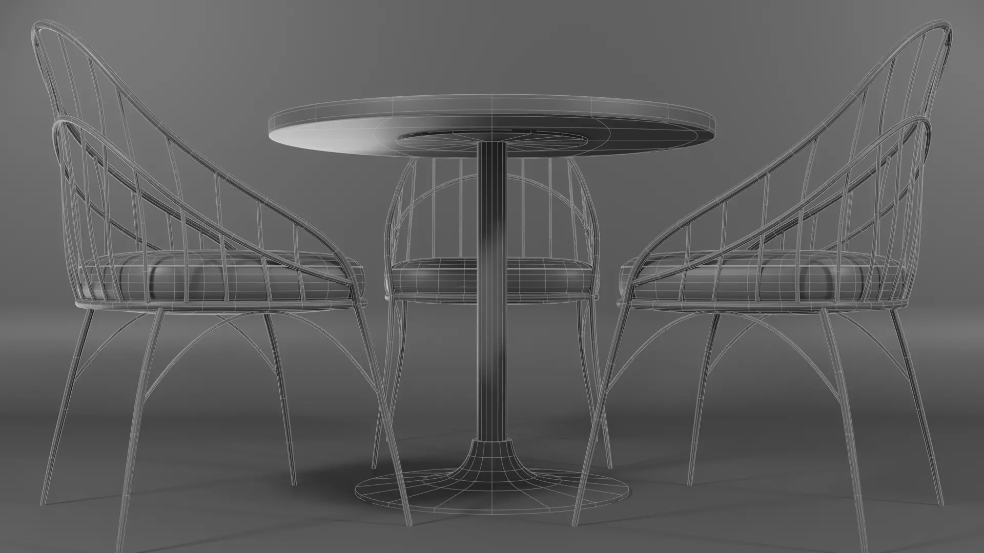 Modern Cafe Table and Chair Set Low-poly 3D model_9