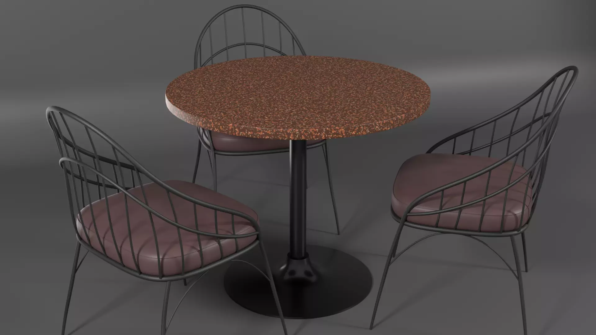 Modern Cafe Table and Chair Set Low-poly 3D model_0