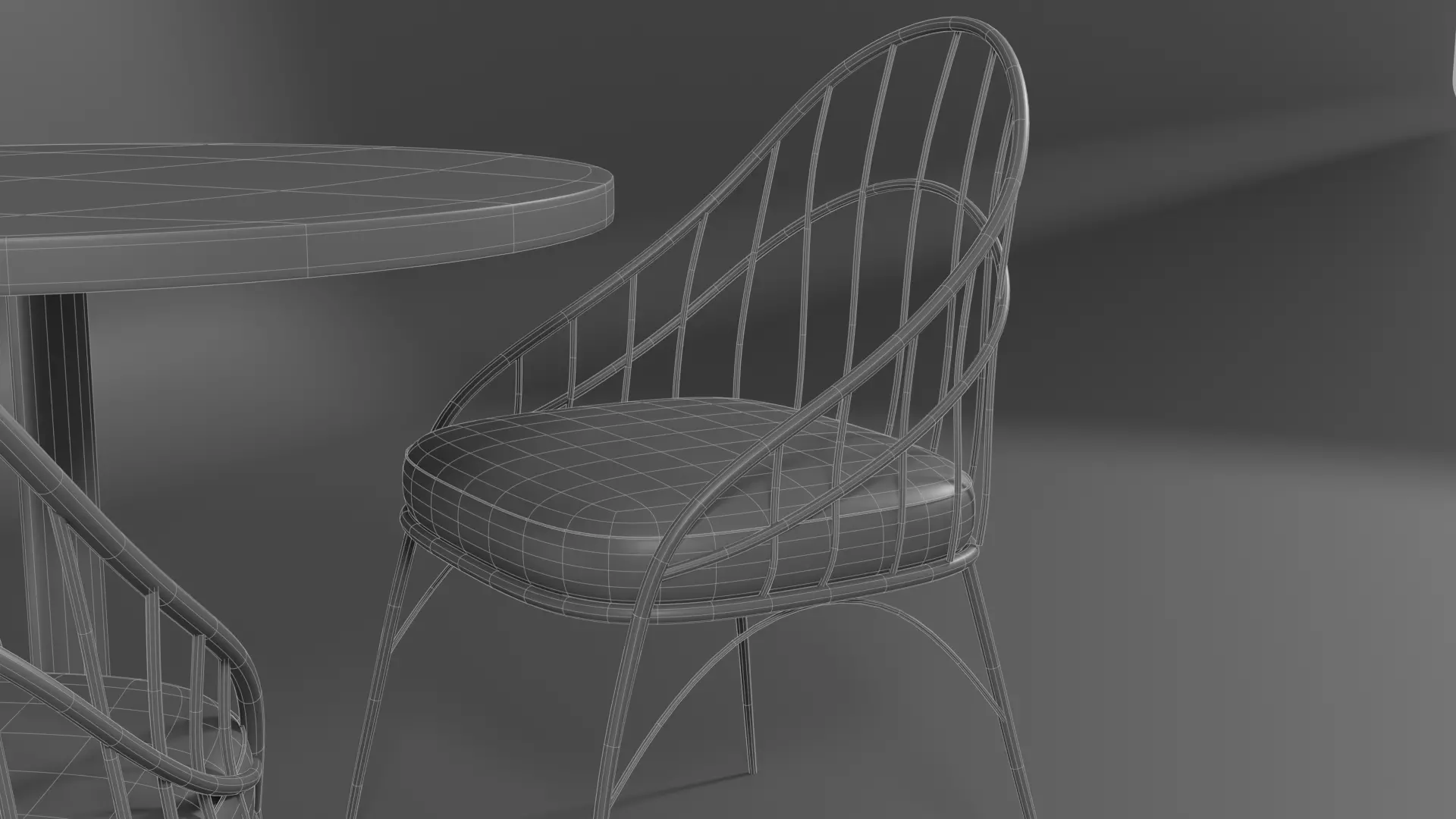 Modern Cafe Table and Chair Set Low-poly 3D model_10