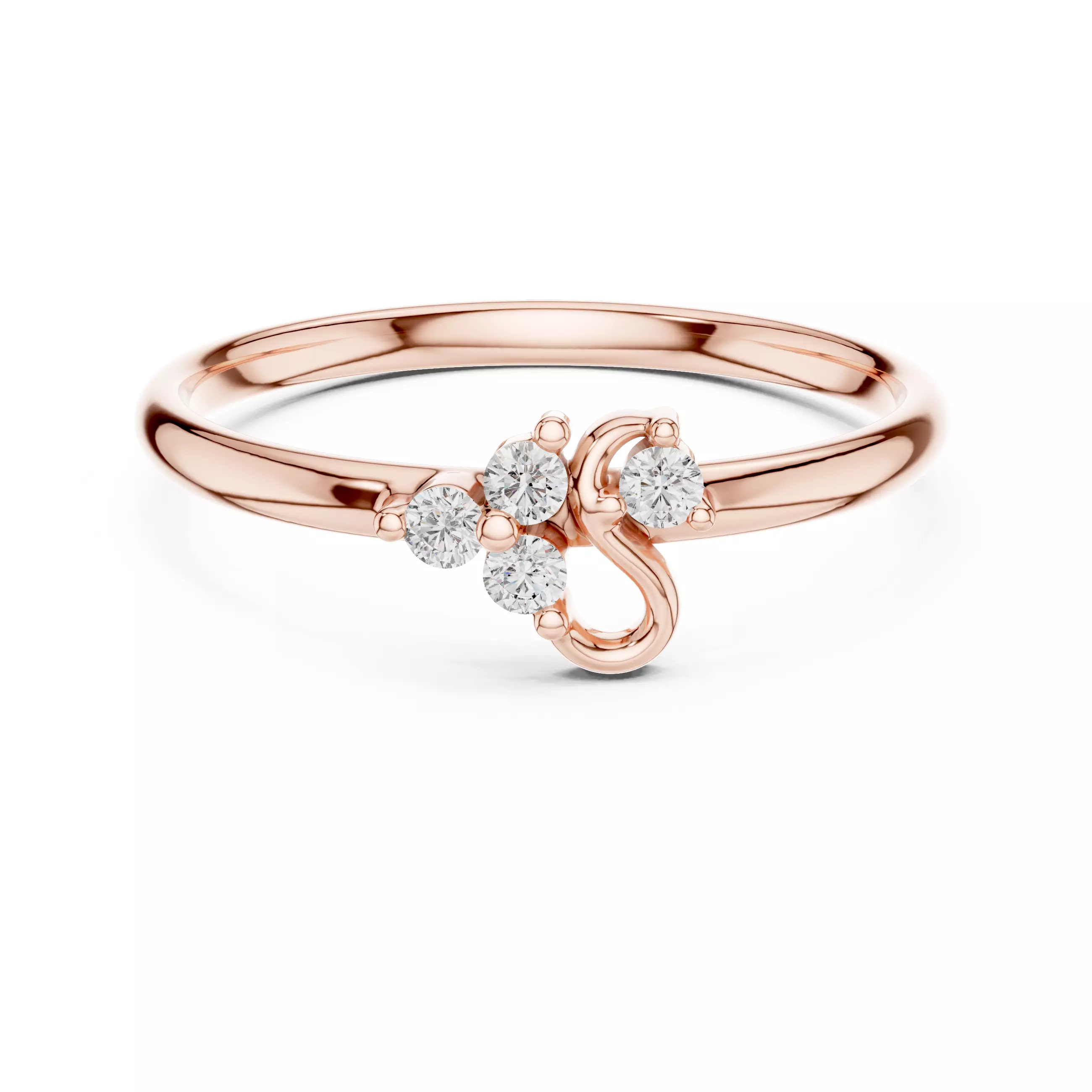 Four Round Cut Diamond Engagement Wedding Ring 3DM STL Video 3D print model