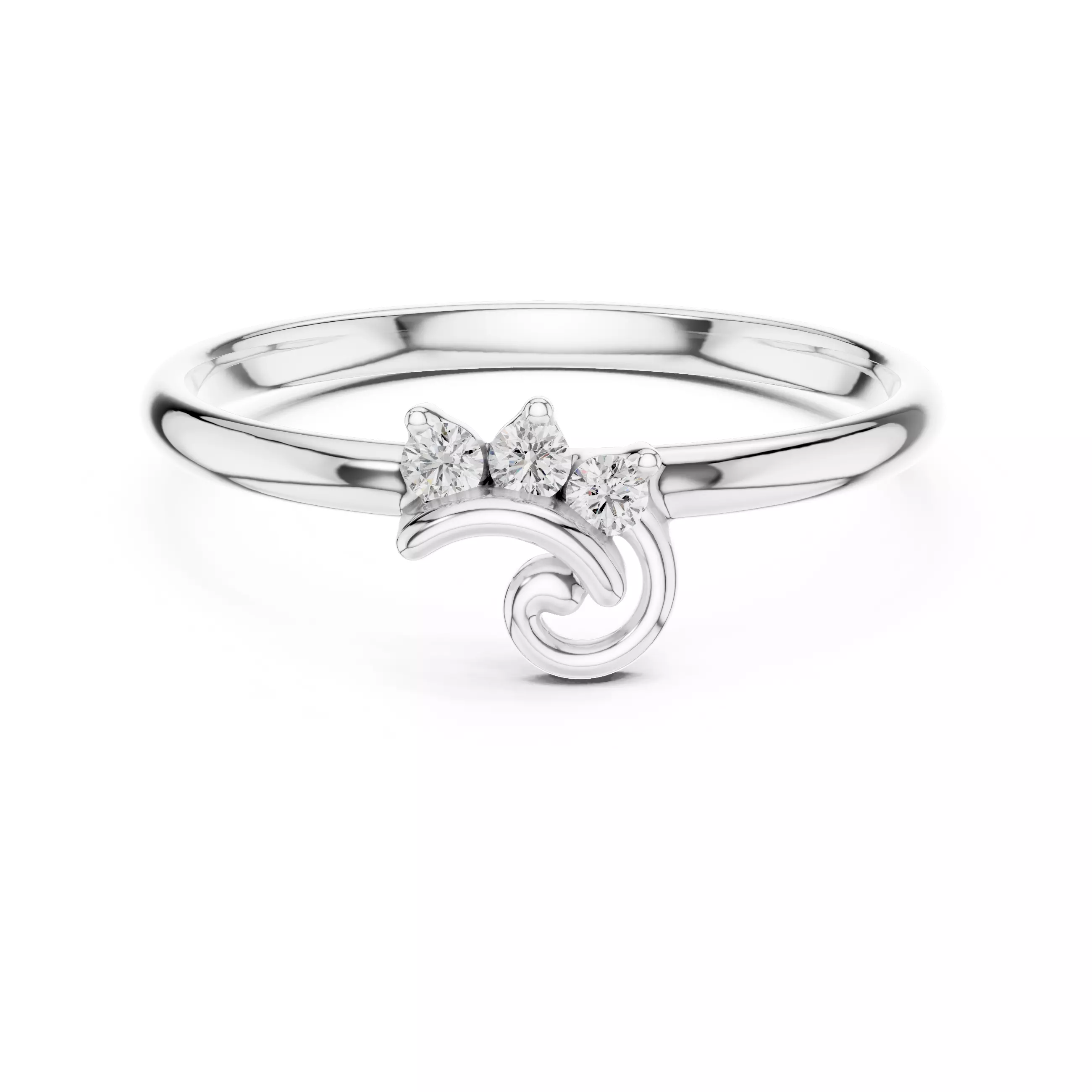 Three Stone Round Cut Diamond Engagement Ring 3DM STL Video 3D print model_2