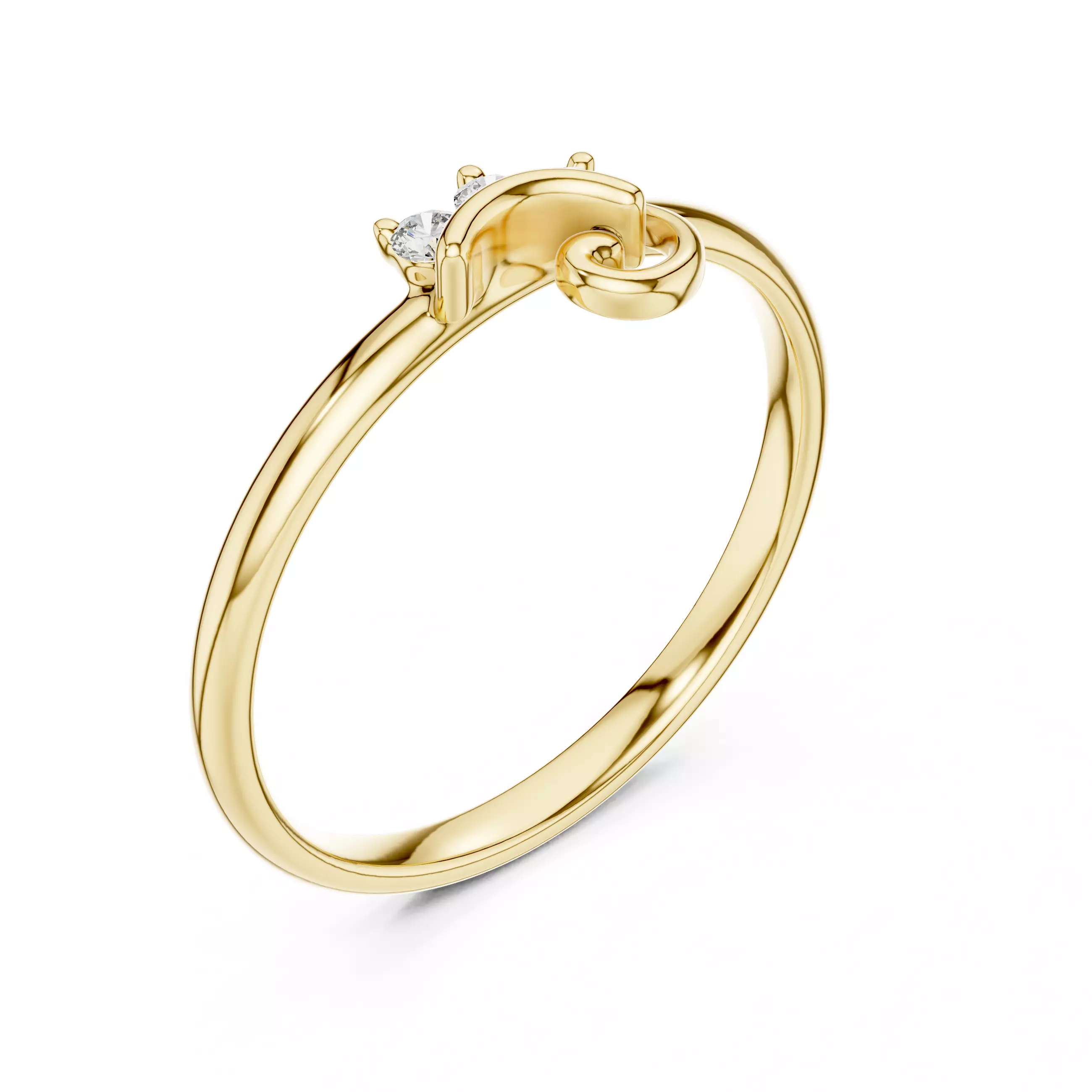 Three Stone Round Cut Diamond Engagement Ring 3DM STL Video 3D print model_7