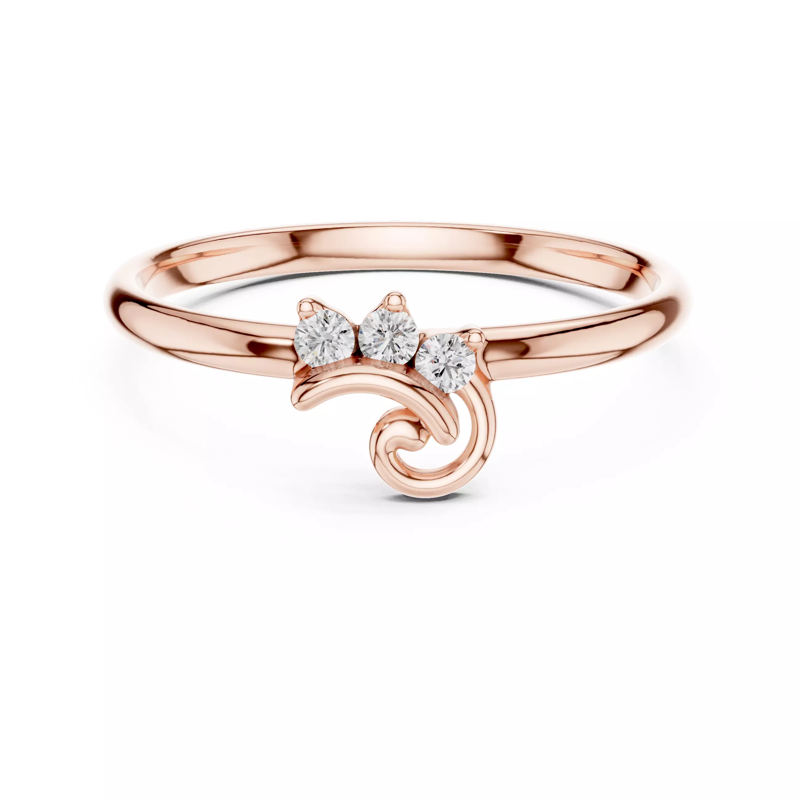 Three Stone Round Cut Diamond Engagement Ring 3DM STL Video 3D print model_0