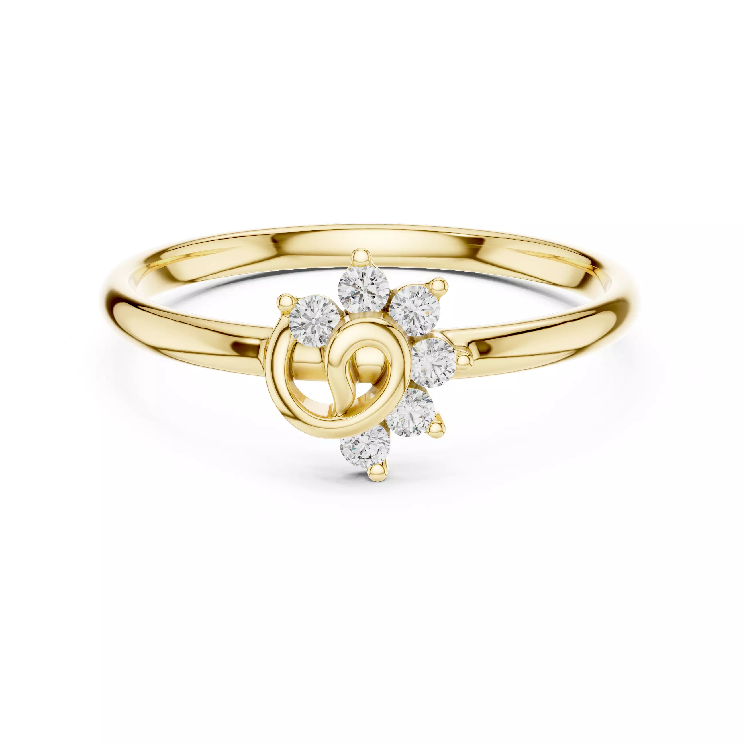 Five Round Cut Diamond Engagement Wedding Ring 3DM STL Video 3D print model_1