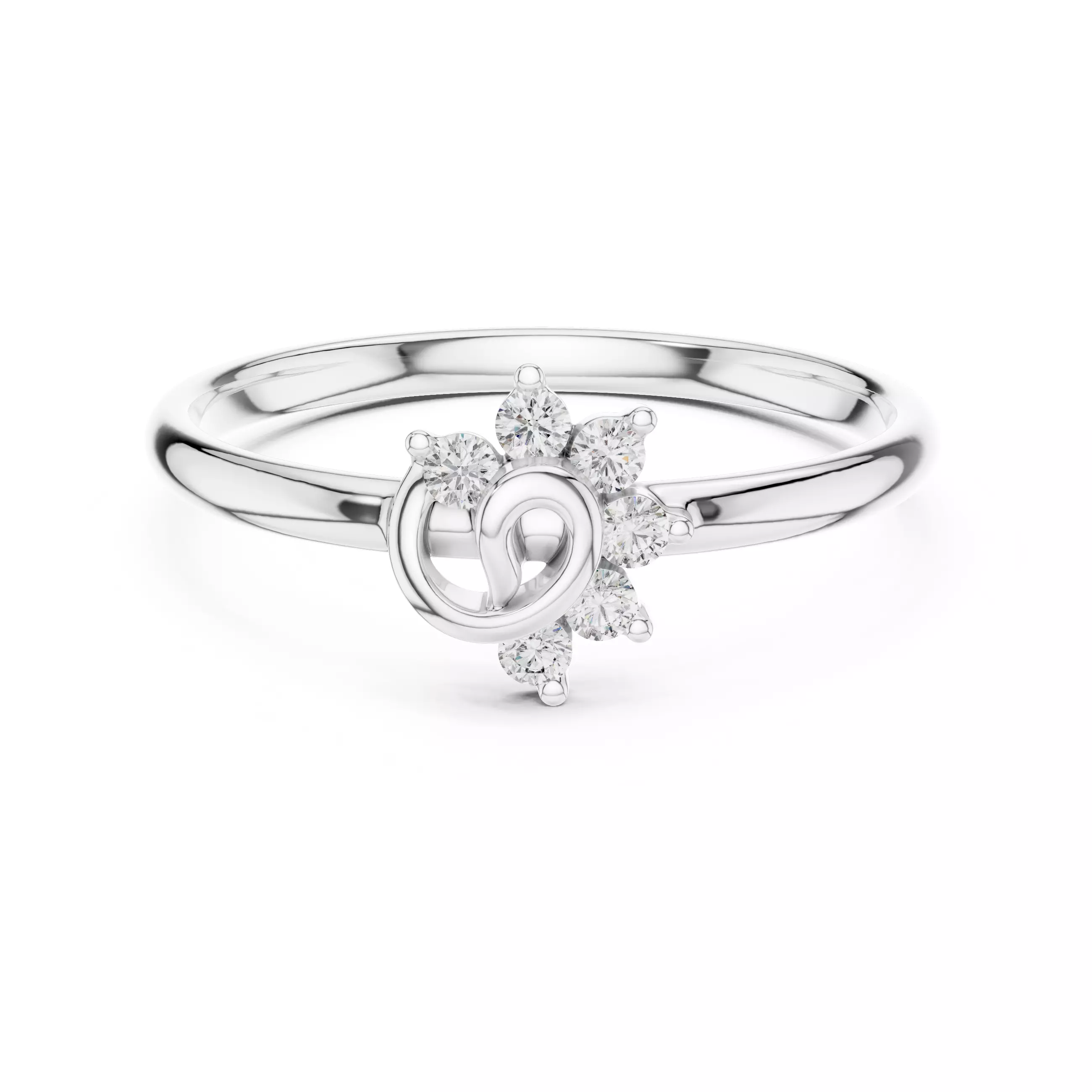 Five Round Cut Diamond Engagement Wedding Ring 3DM STL Video 3D print model_2