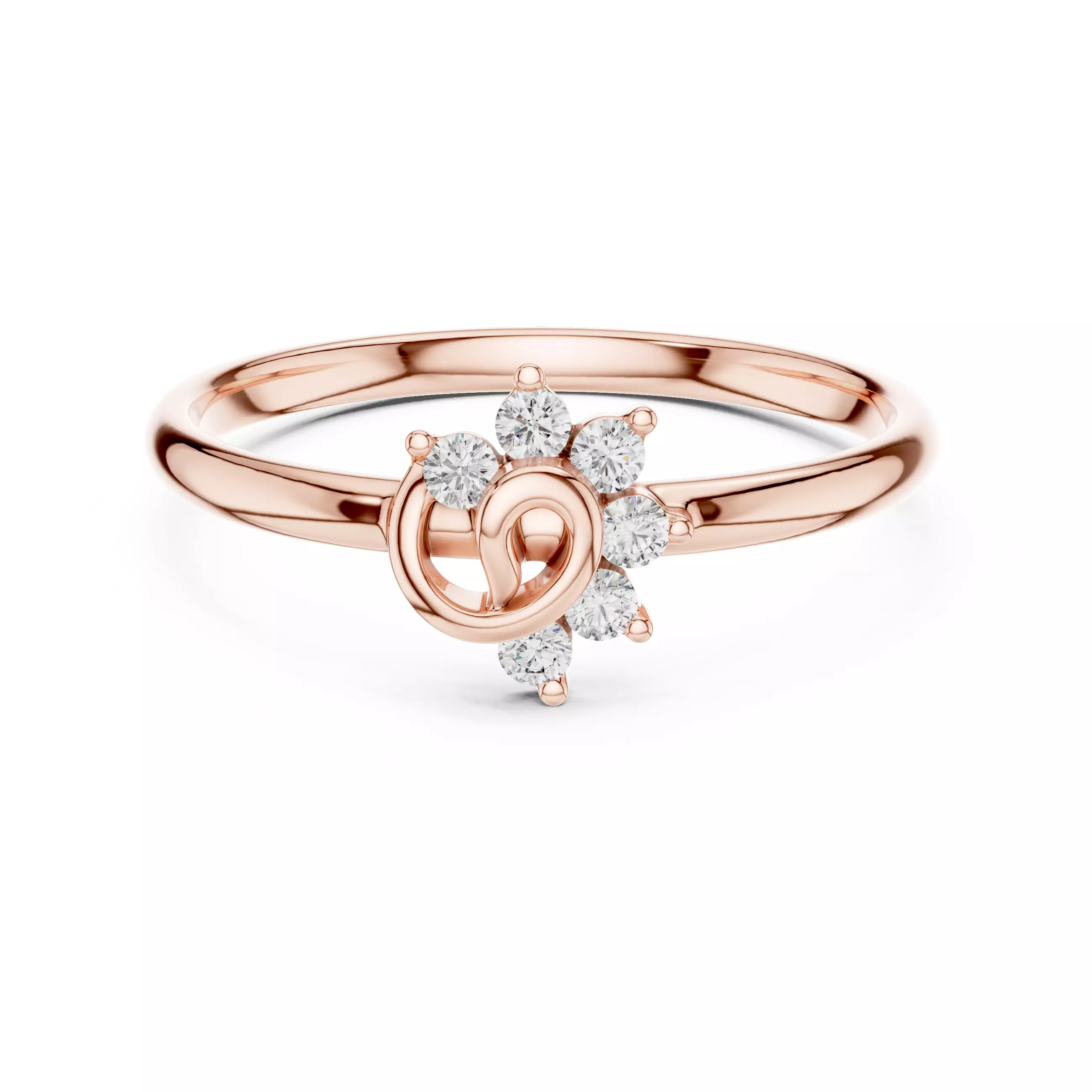 Five Round Cut Diamond Engagement Wedding Ring 3DM STL Video 3D print model_0