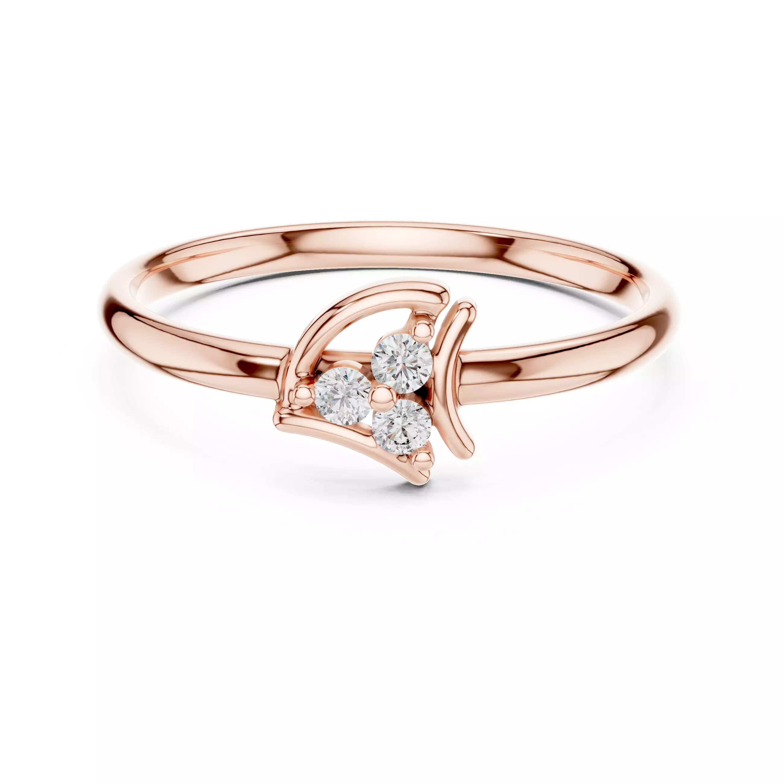 Three Stone Round Diamond Tringale Wedding Ring 3DM STL Video 3D print model