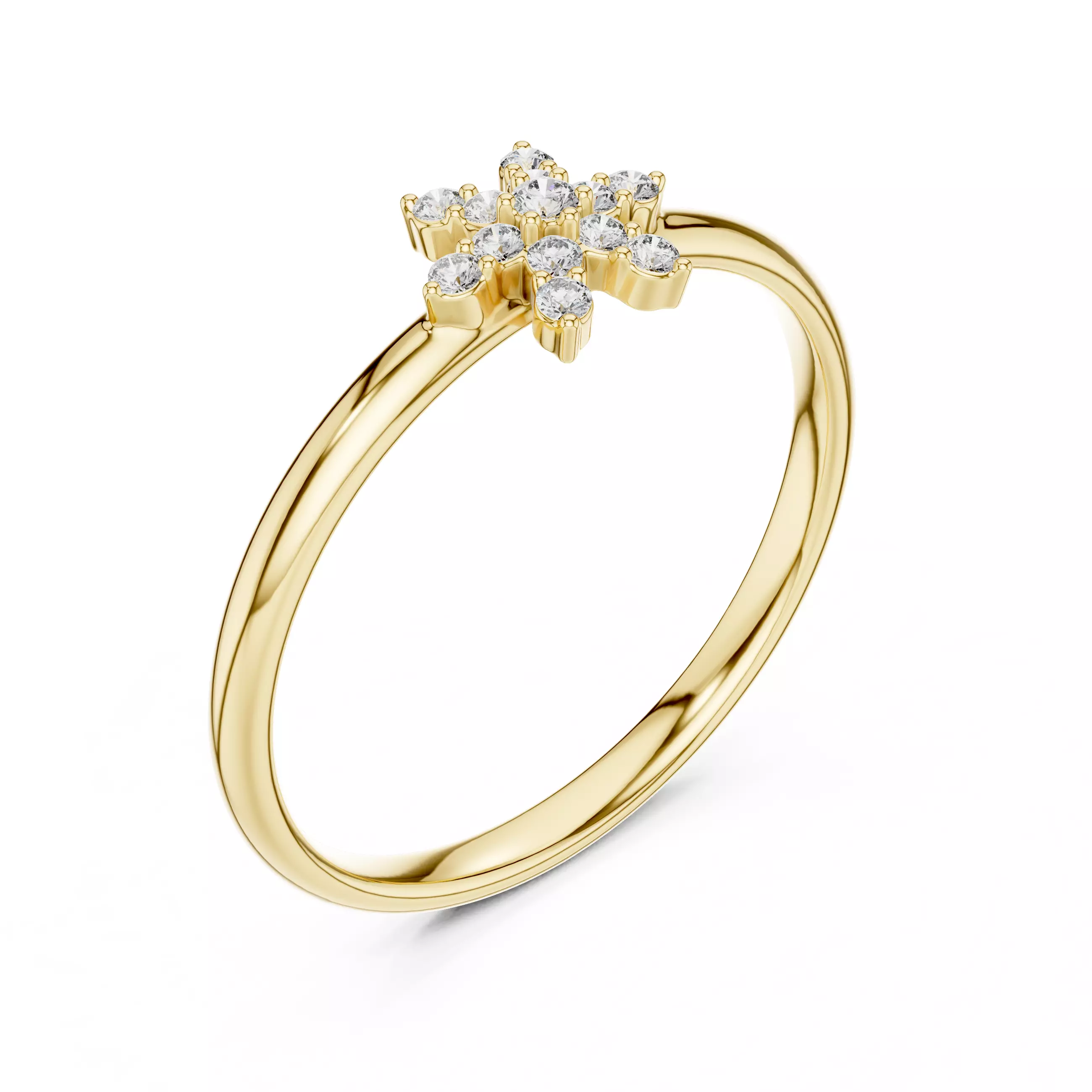 Asterisk Sign Round Diamond Engagement Ring 3DM STL Video 3D print model_7