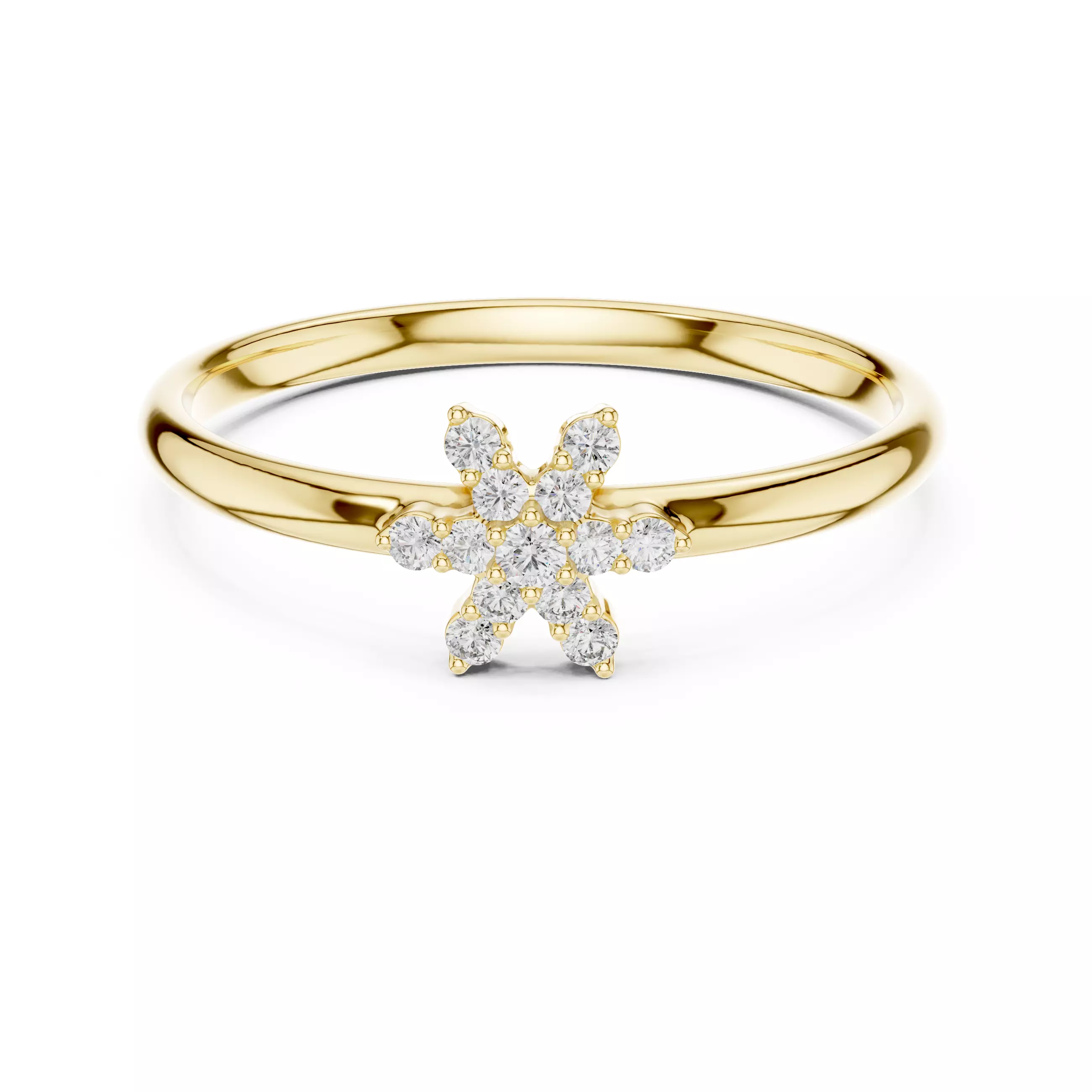 Asterisk Sign Round Diamond Engagement Ring 3DM STL Video 3D print model_1