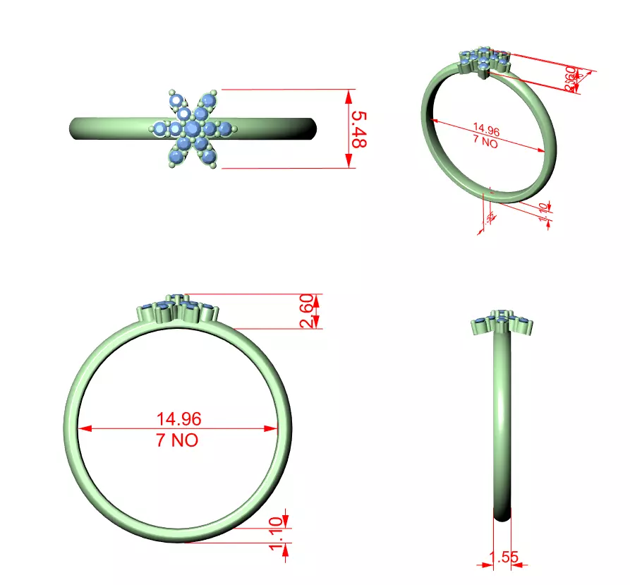 Asterisk Sign Round Diamond Engagement Ring 3DM STL Video 3D print model_12