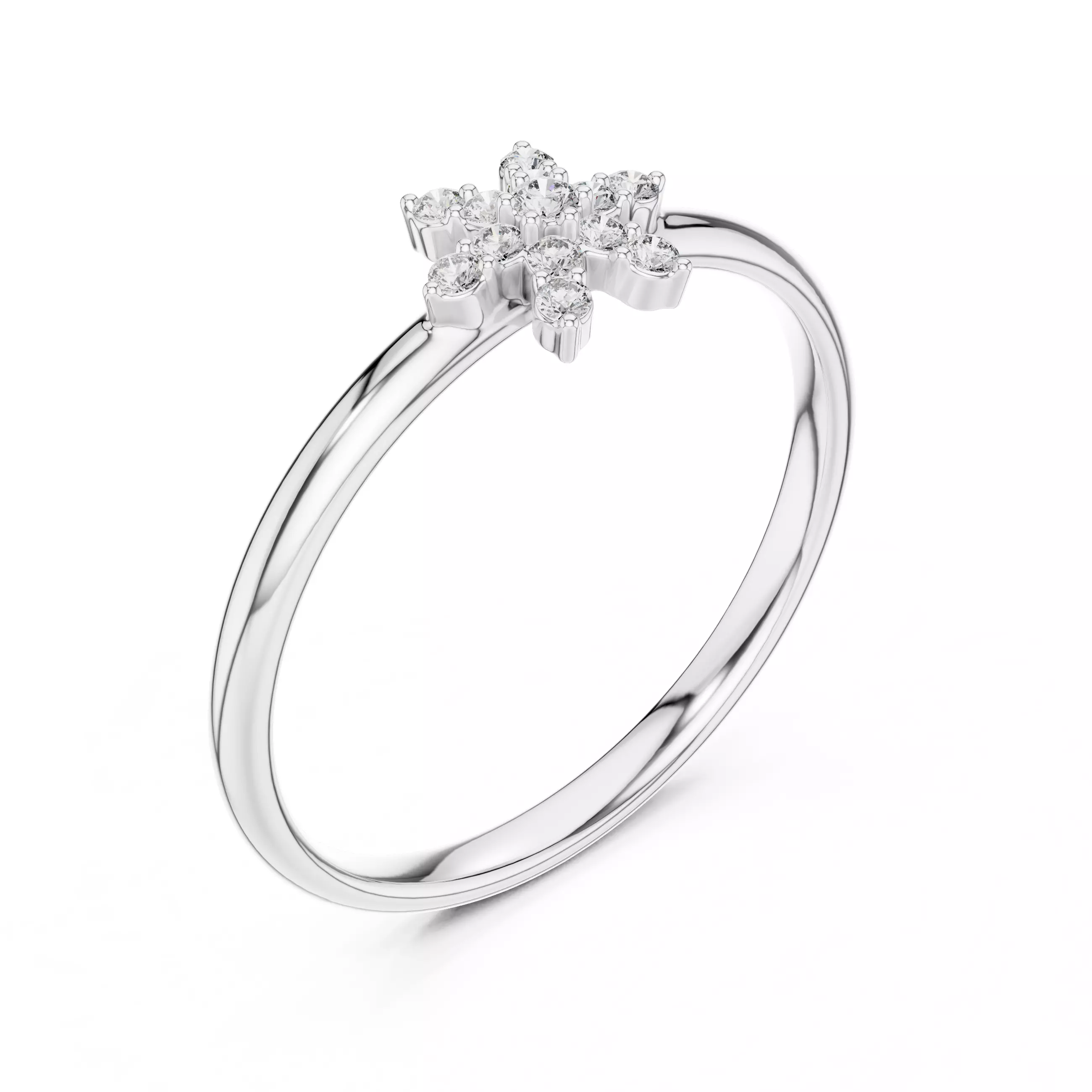 Asterisk Sign Round Diamond Engagement Ring 3DM STL Video 3D print model_10