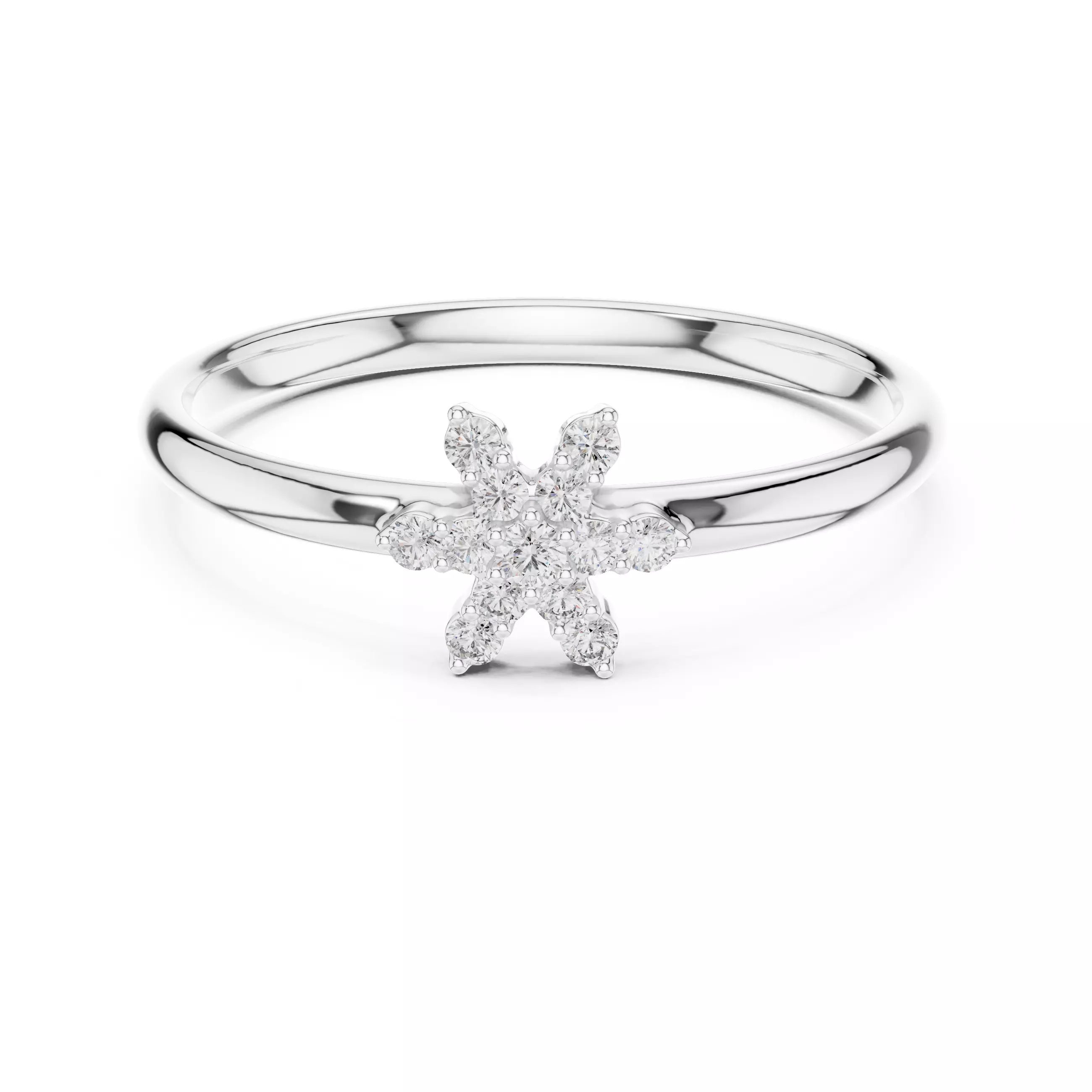 Asterisk Sign Round Diamond Engagement Ring 3DM STL Video 3D print model_2