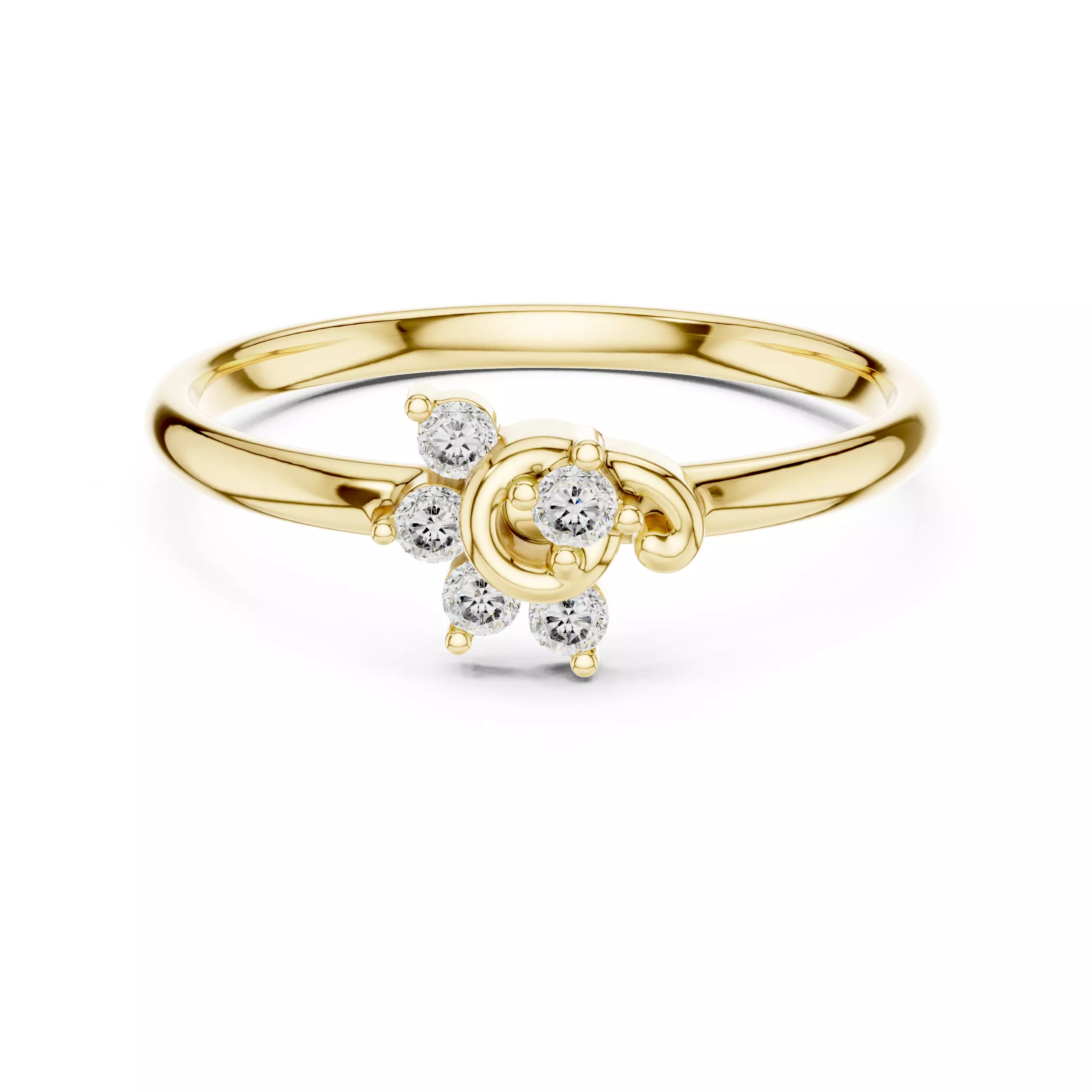 5 Stone Round Cut Diamond Engagement Wedding Ring 3DM STL Video 3D print model_1