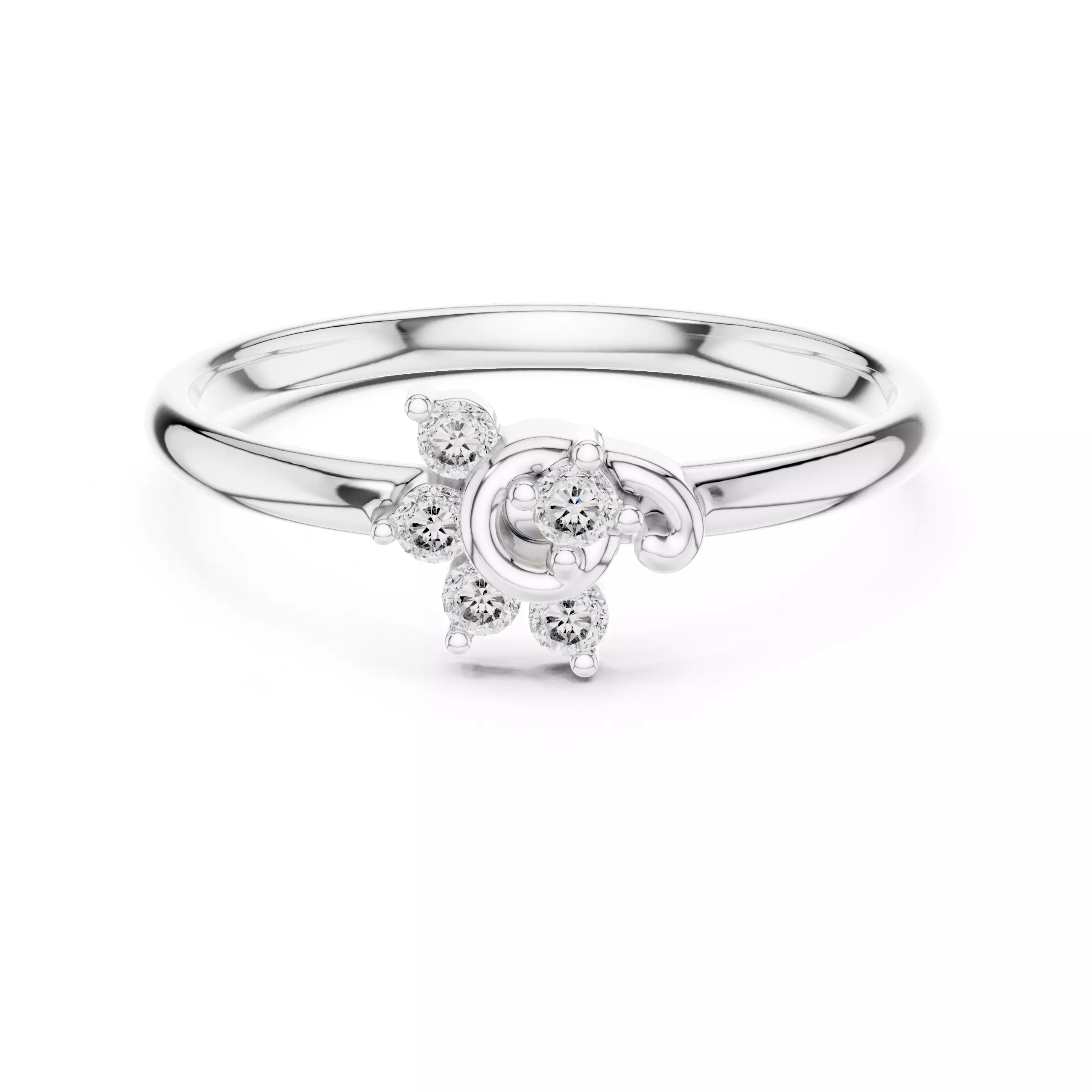 5 Stone Round Cut Diamond Engagement Wedding Ring 3DM STL Video 3D print model_2