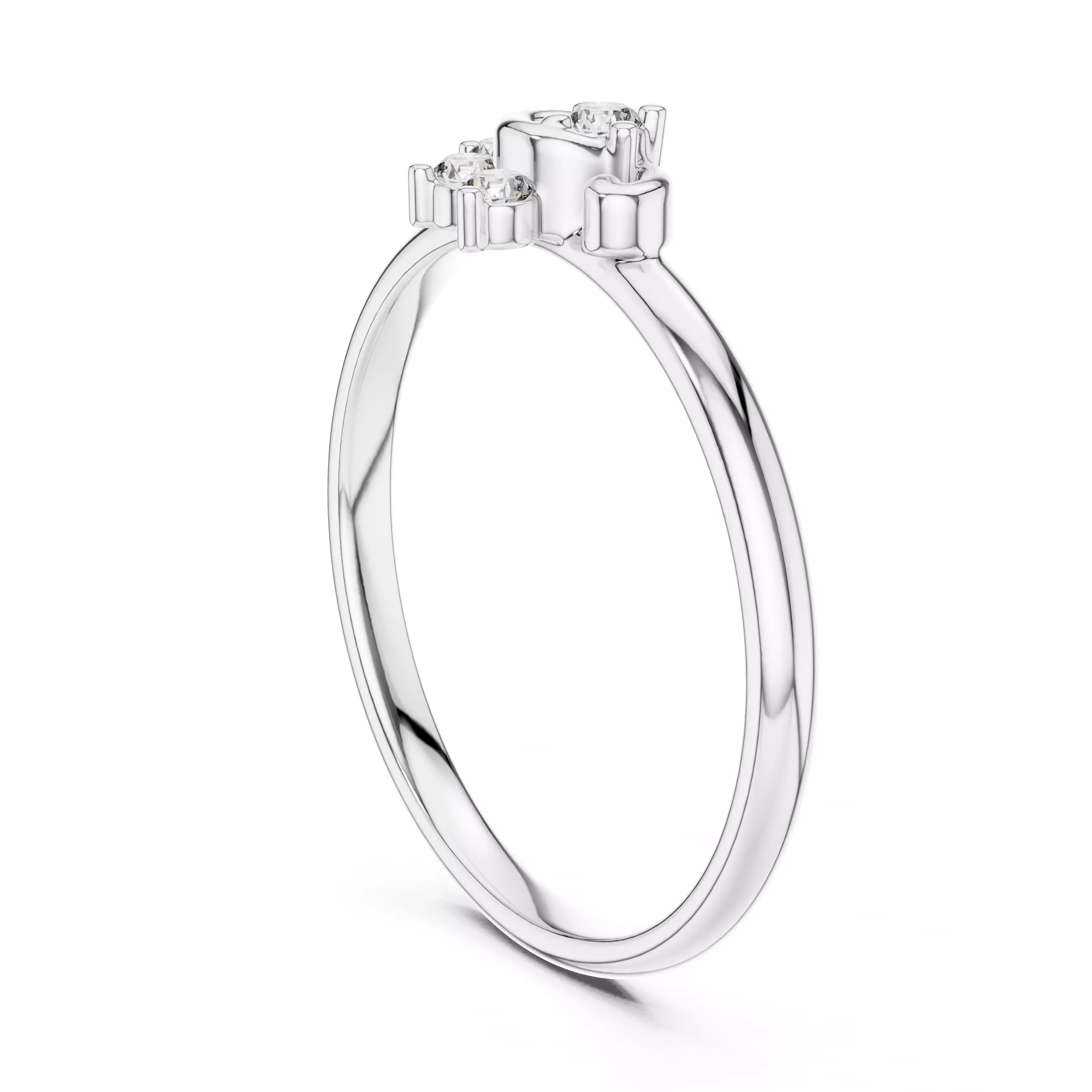 5 Stone Round Cut Diamond Engagement Wedding Ring 3DM STL Video 3D print model_9