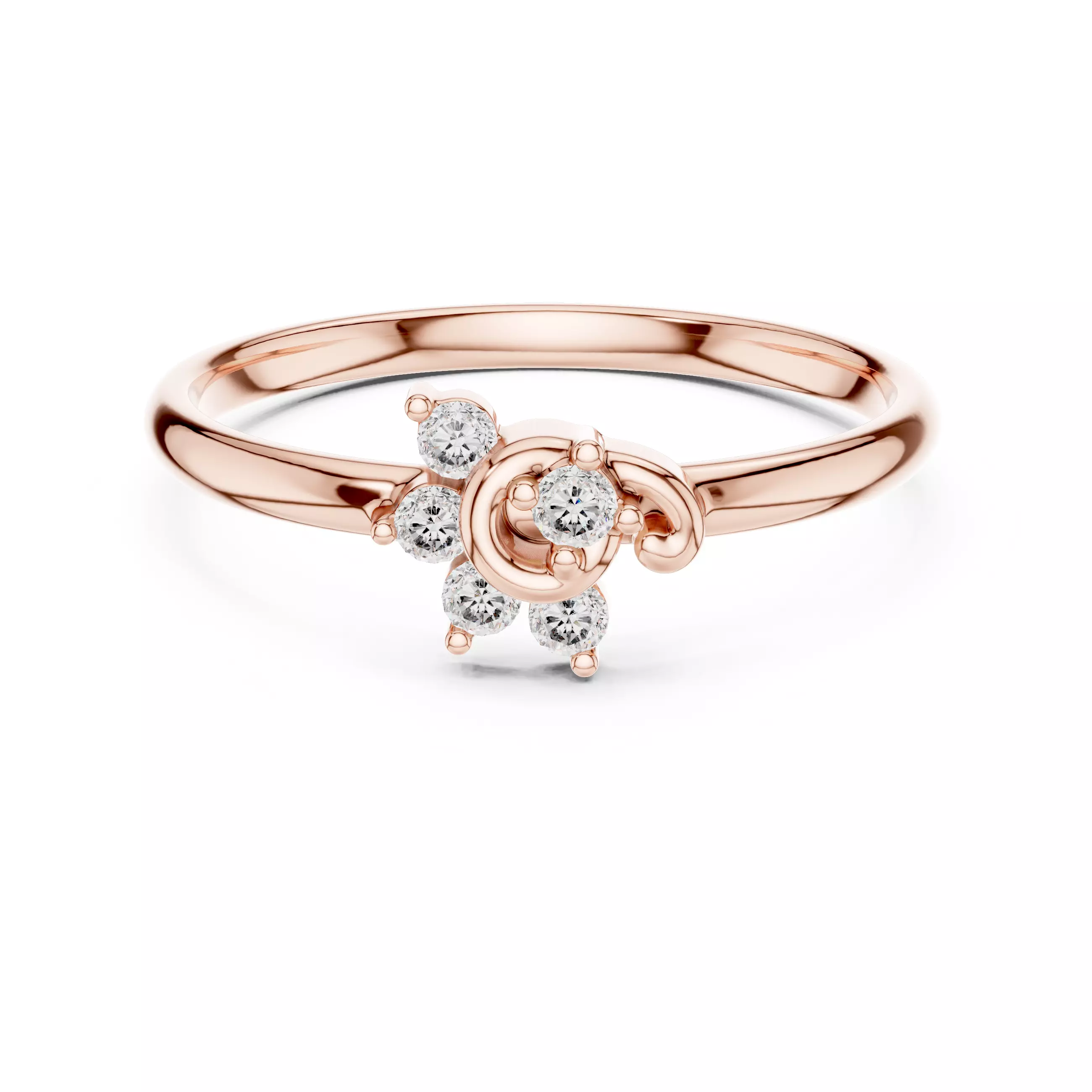 5 Stone Round Cut Diamond Engagement Wedding Ring 3DM STL Video 3D print model_0