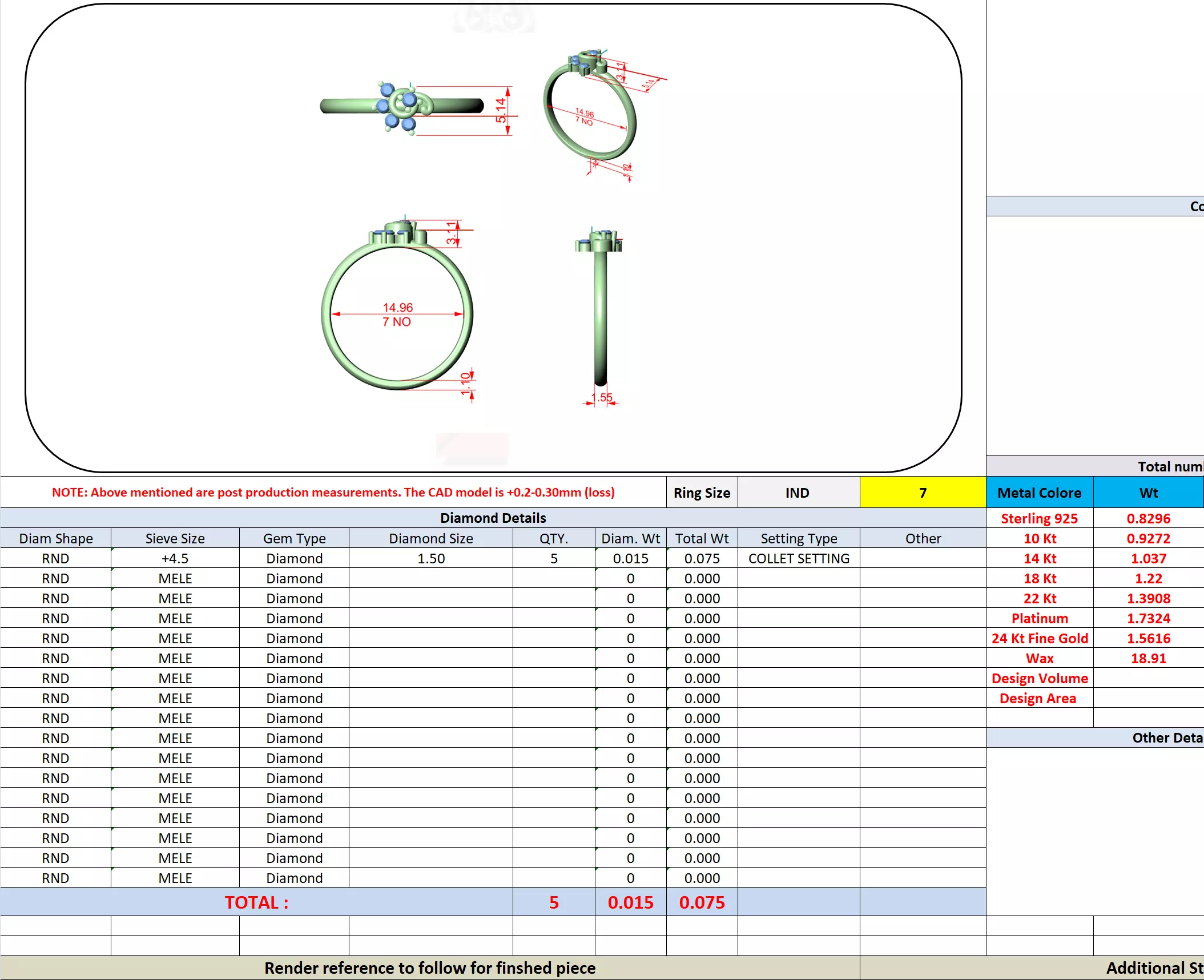 5 Stone Round Cut Diamond Engagement Wedding Ring 3DM STL Video 3D print model_13