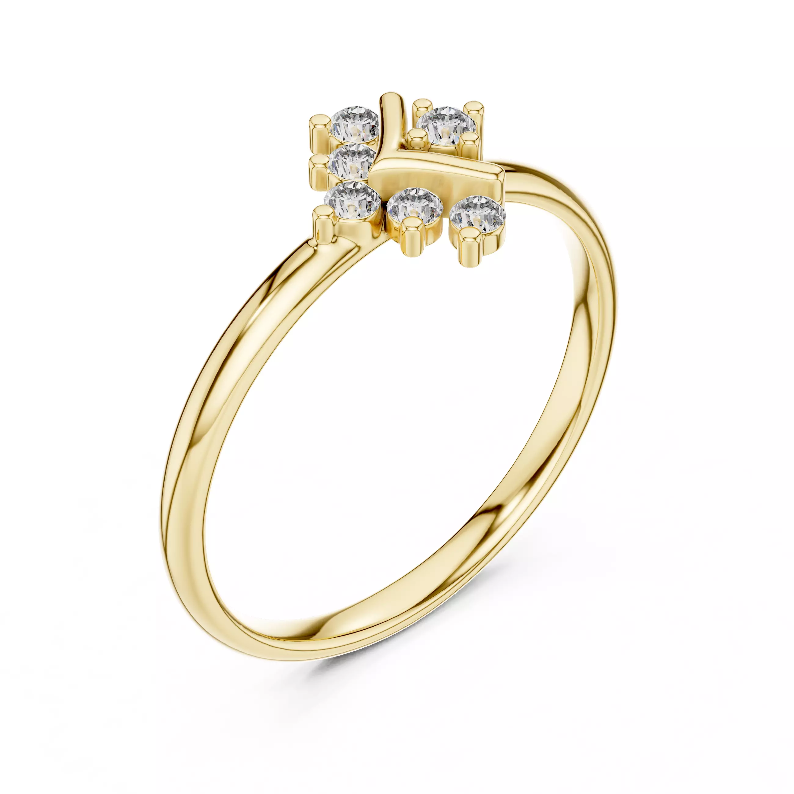 Seven Round Stone V Shape Engagement Wedding Ring 3DM STL Video 3D print model_7