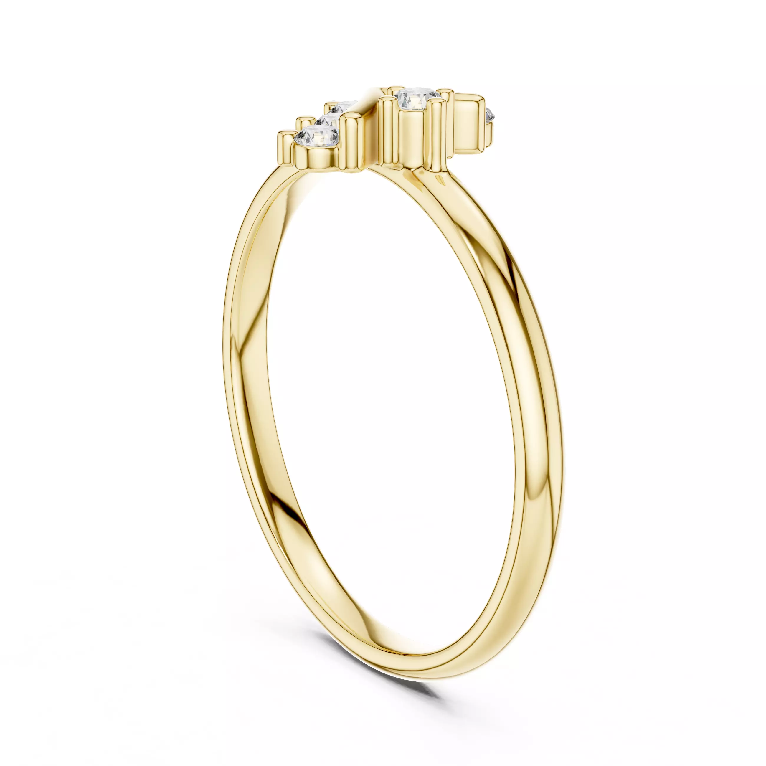 Seven Round Stone V Shape Engagement Wedding Ring 3DM STL Video 3D print model_6