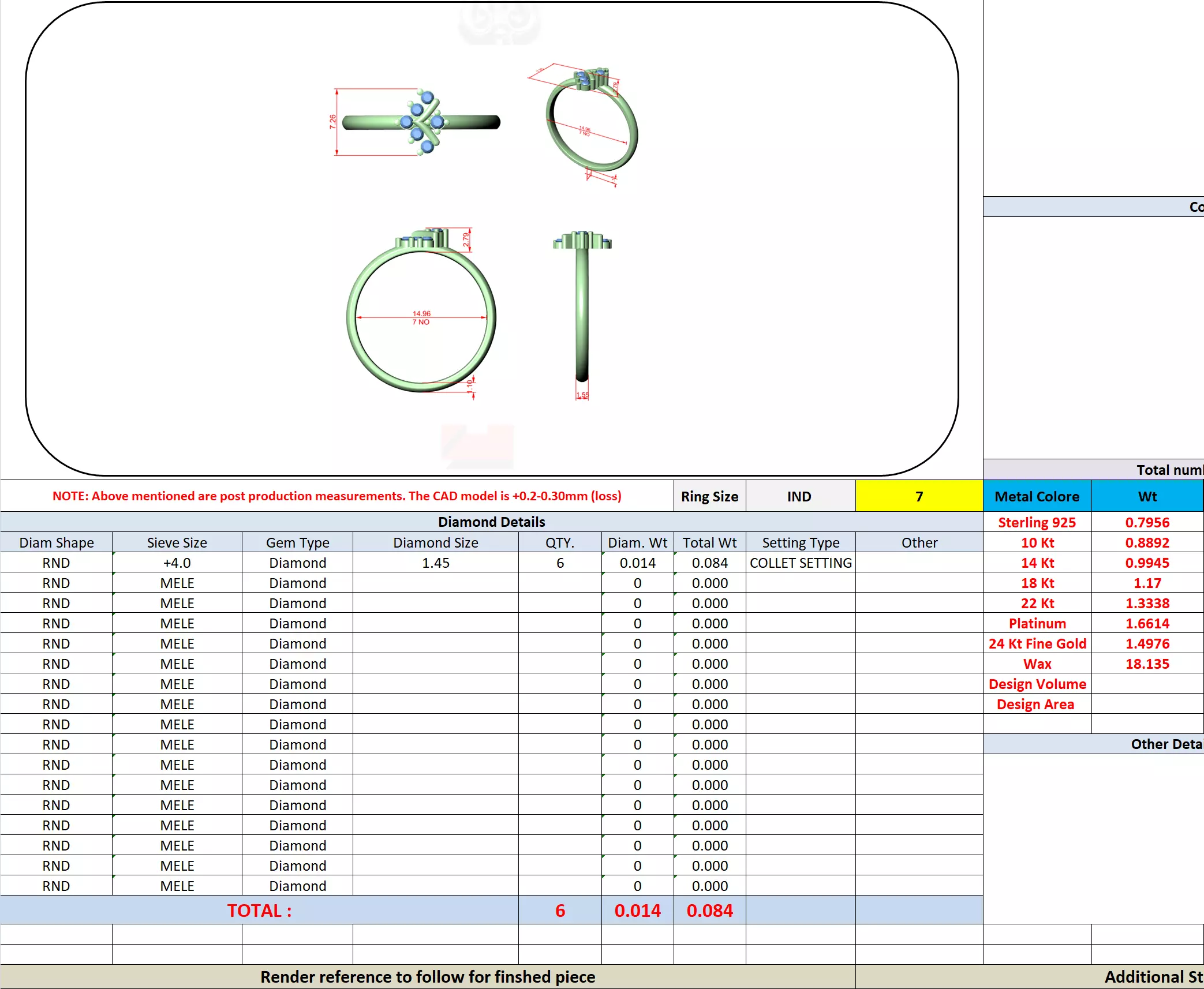 Seven Round Stone V Shape Engagement Wedding Ring 3DM STL Video 3D print model_13