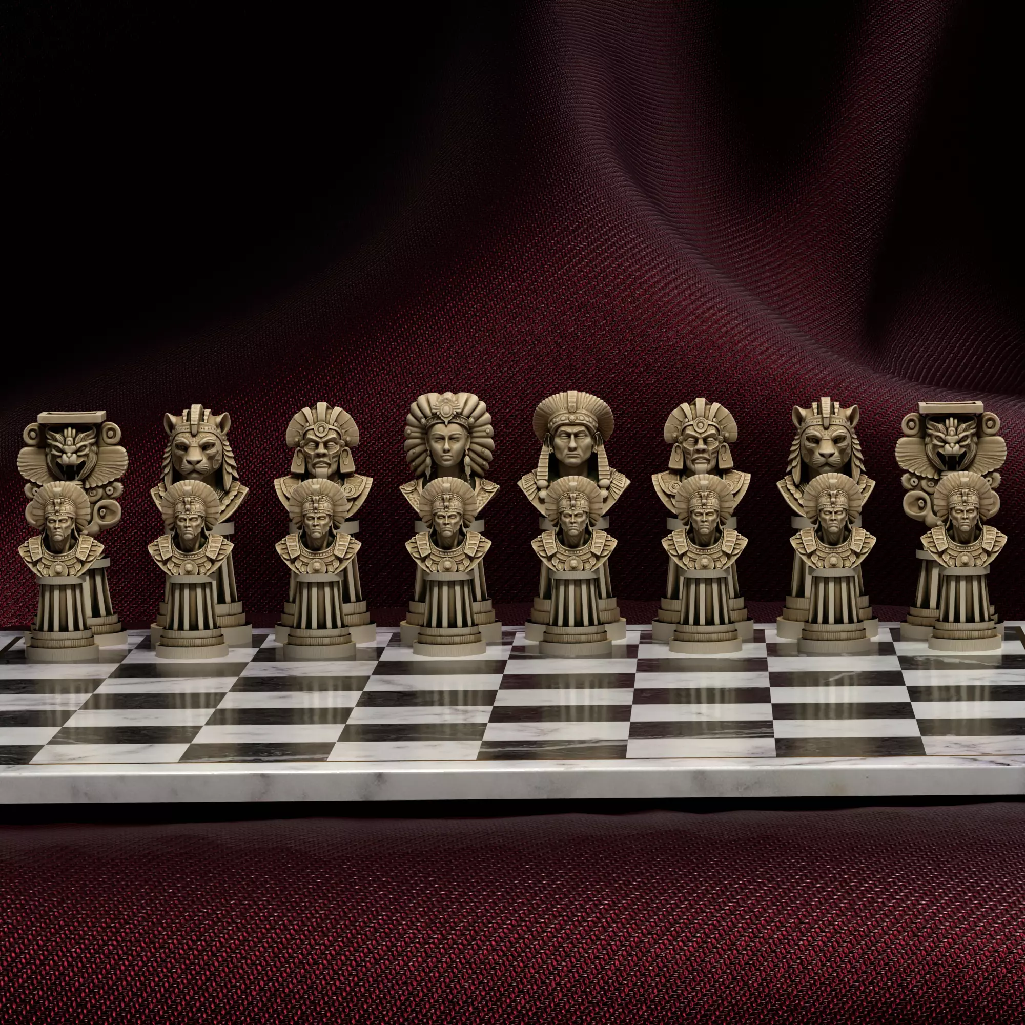 Aztec Civilization Chess Printable Ancient Mesoamerican Chess  3D print model_3