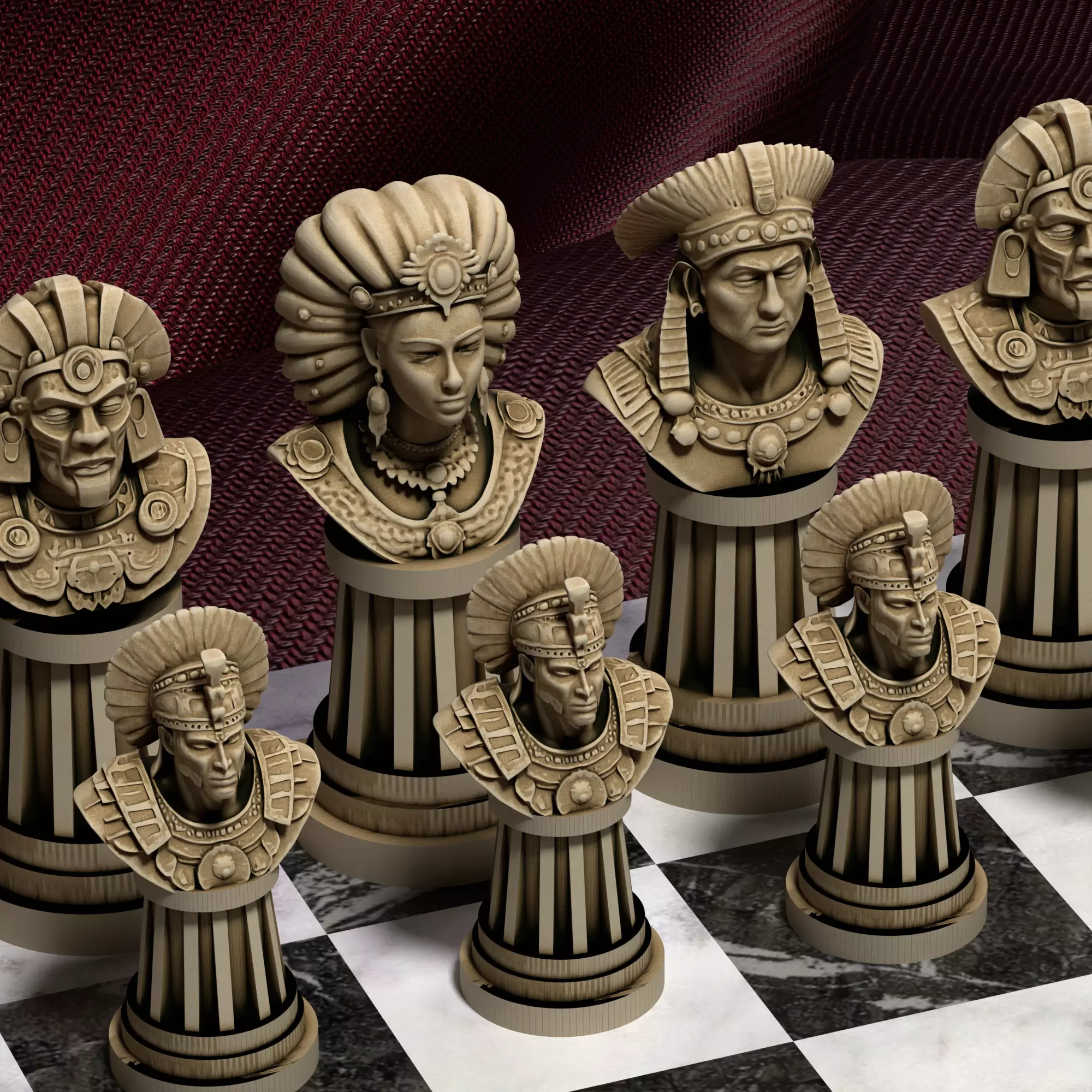 Aztec Civilization Chess Printable Ancient Mesoamerican Chess  3D print model_29