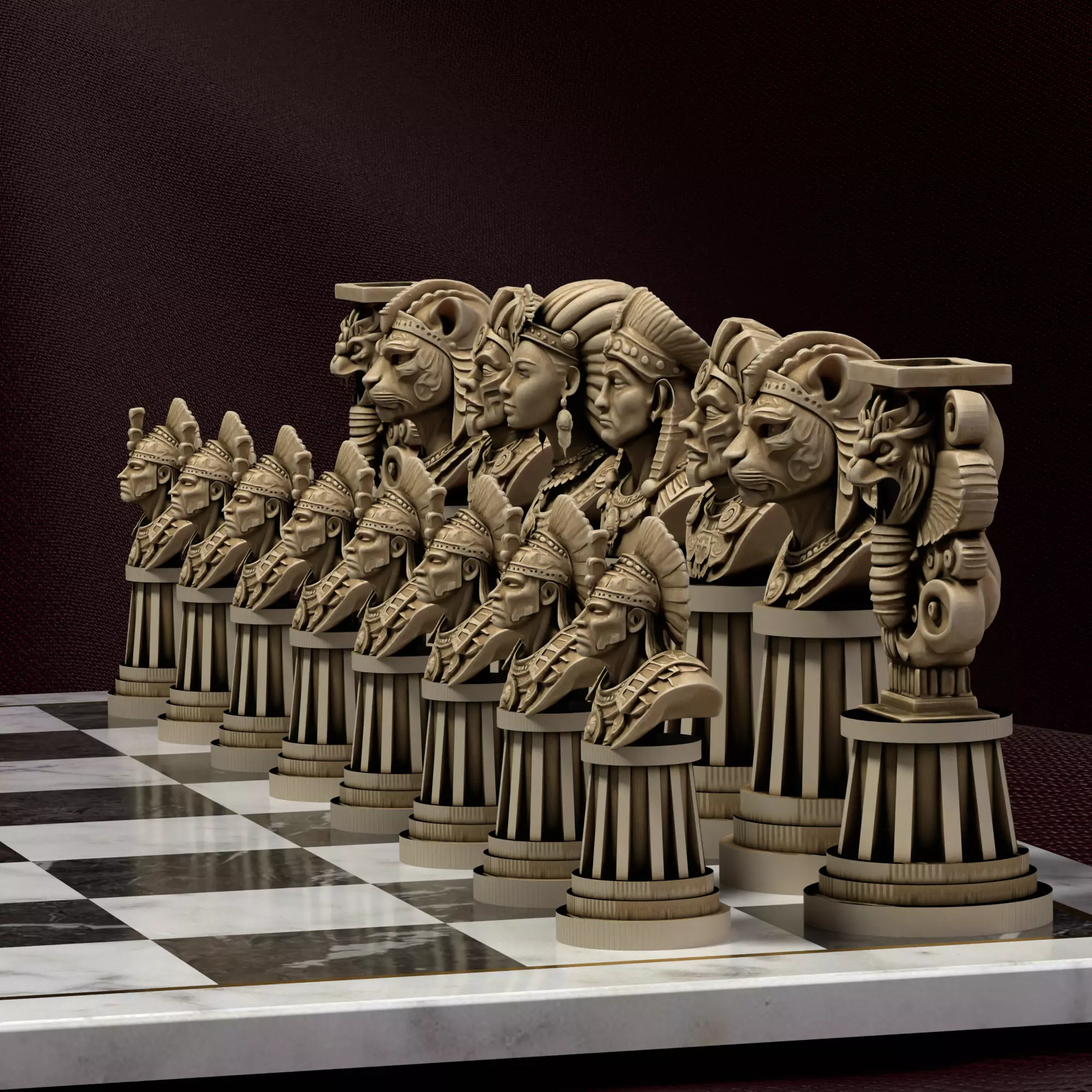 Aztec Empire 3D Chess Printable Ancient Warriors Gods 3D print model_12