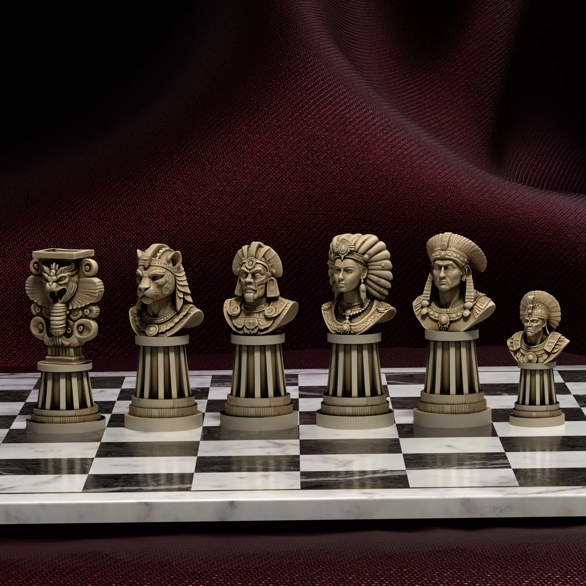 Aztec Empire 3D Chess Printable Ancient Warriors Gods 3D print model_34