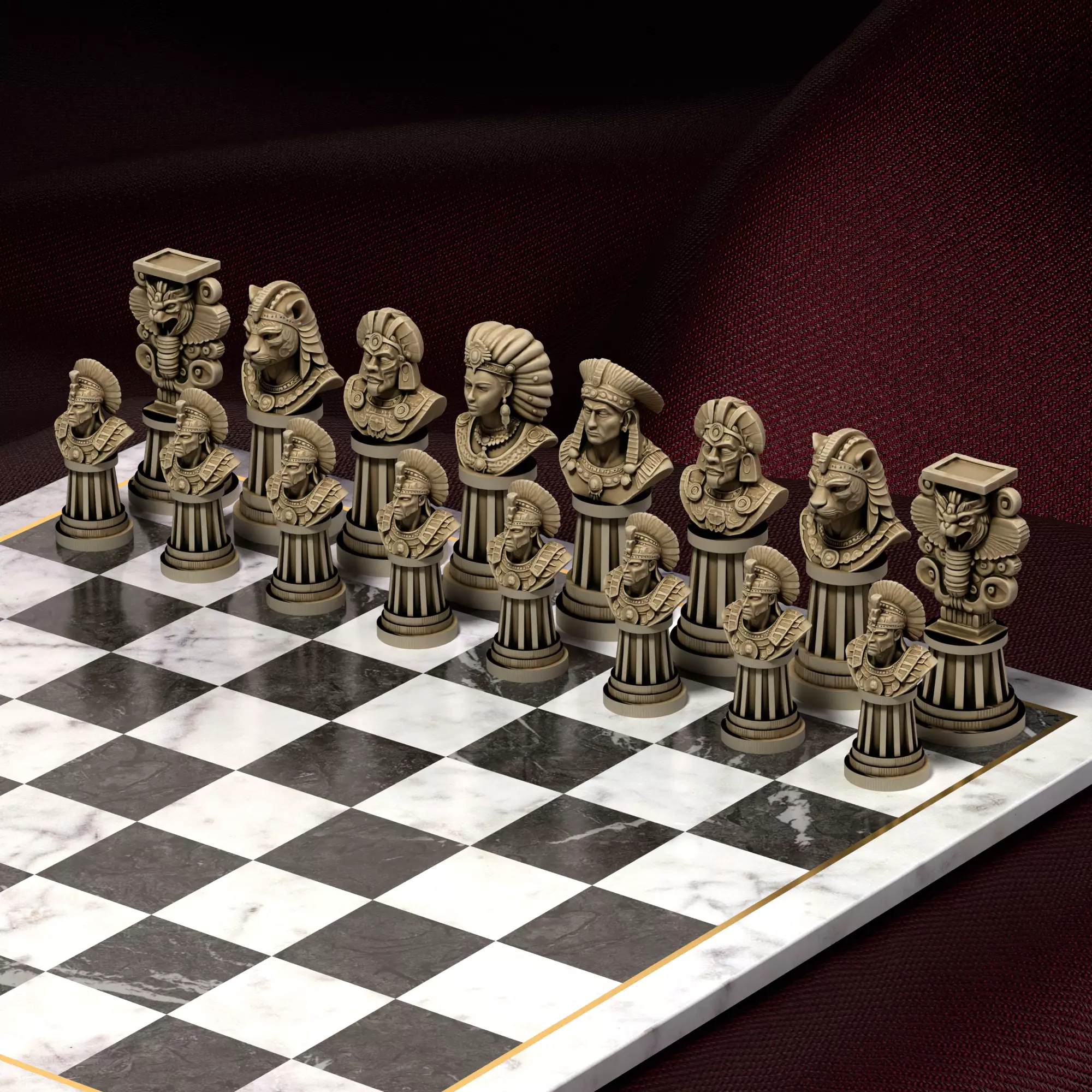 Aztec Empire 3D Chess Printable Ancient Warriors Gods 3D print model_0