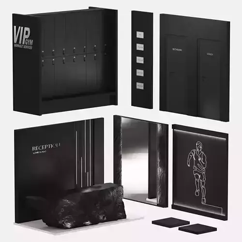Modern Minimalist Gym Reception Locker Room Black