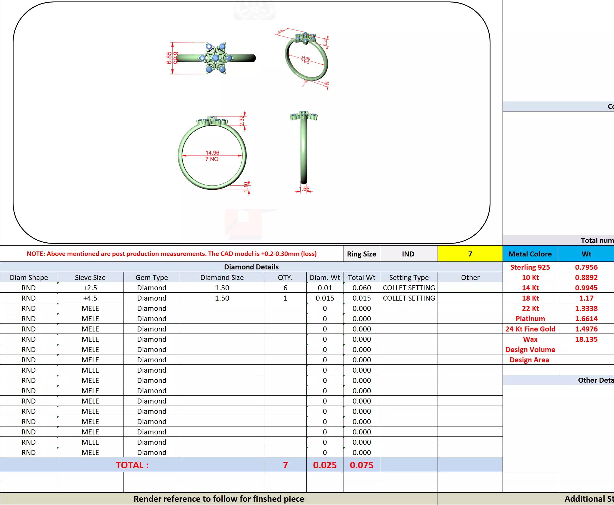 Seven Round Diamond Classic Design Wedding Ring 3DM STL Video 3D print model_13