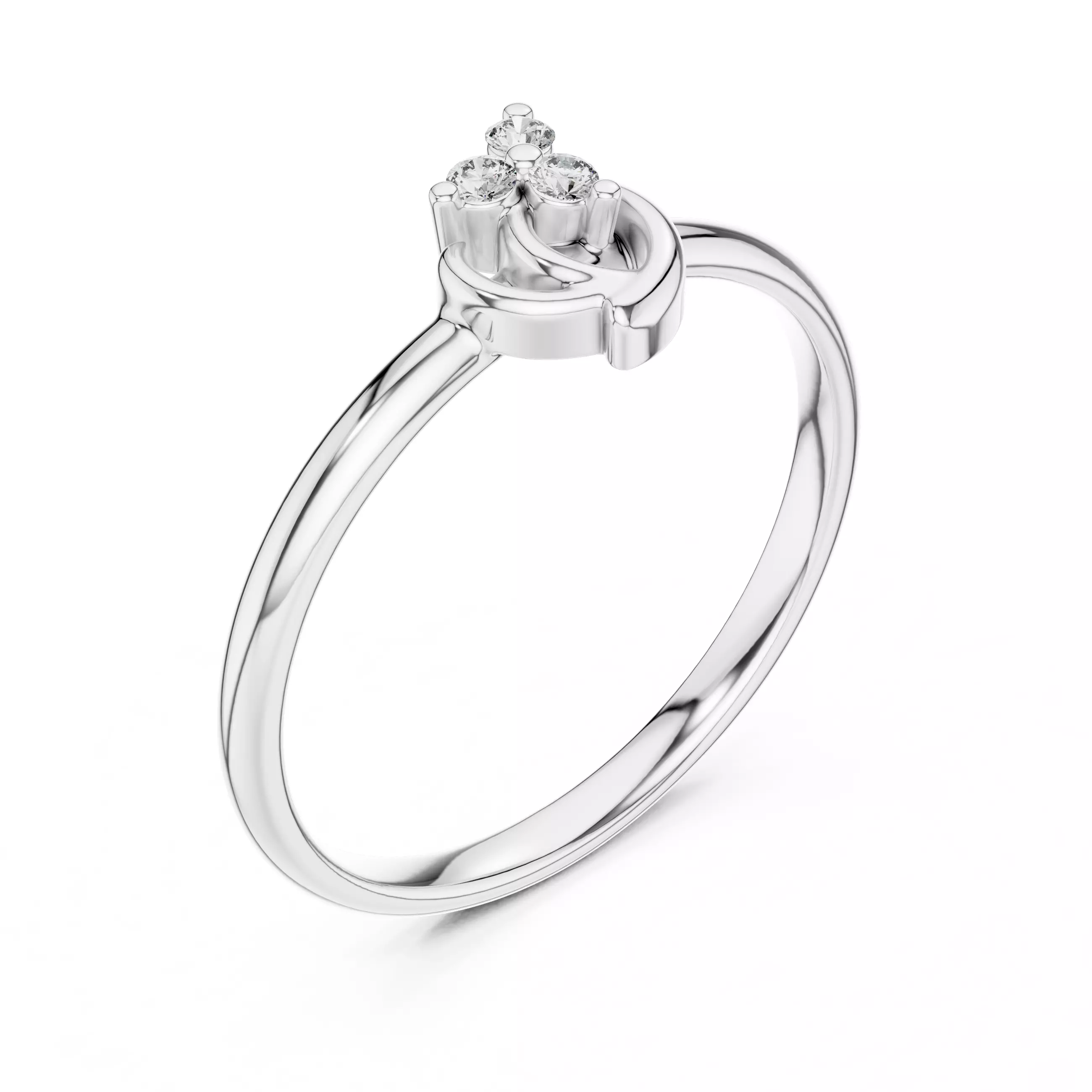  Three Round Diamond Comfort Engagement Ring 3DM STL Video 3D print model_10