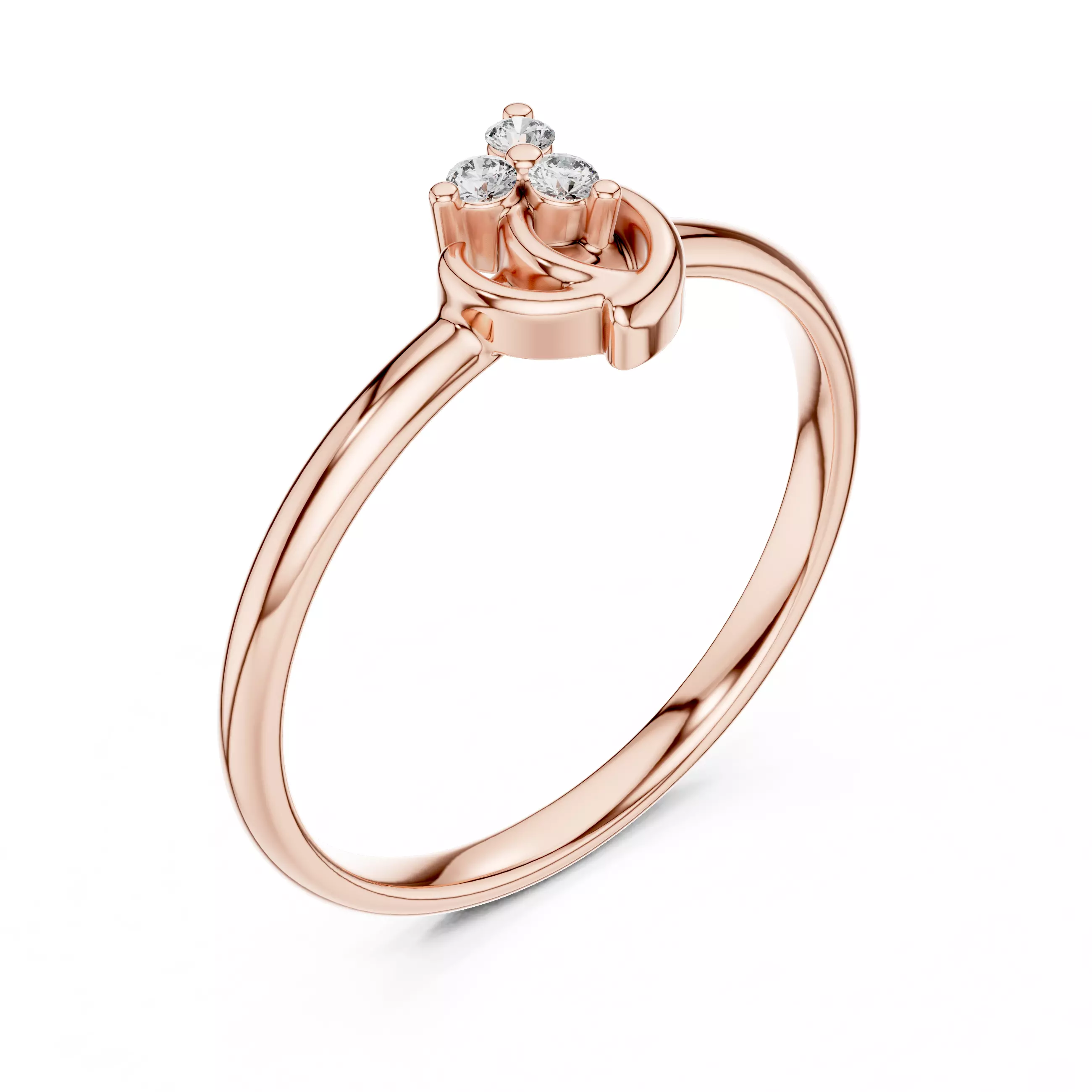  Three Round Diamond Comfort Engagement Ring 3DM STL Video 3D print model_4