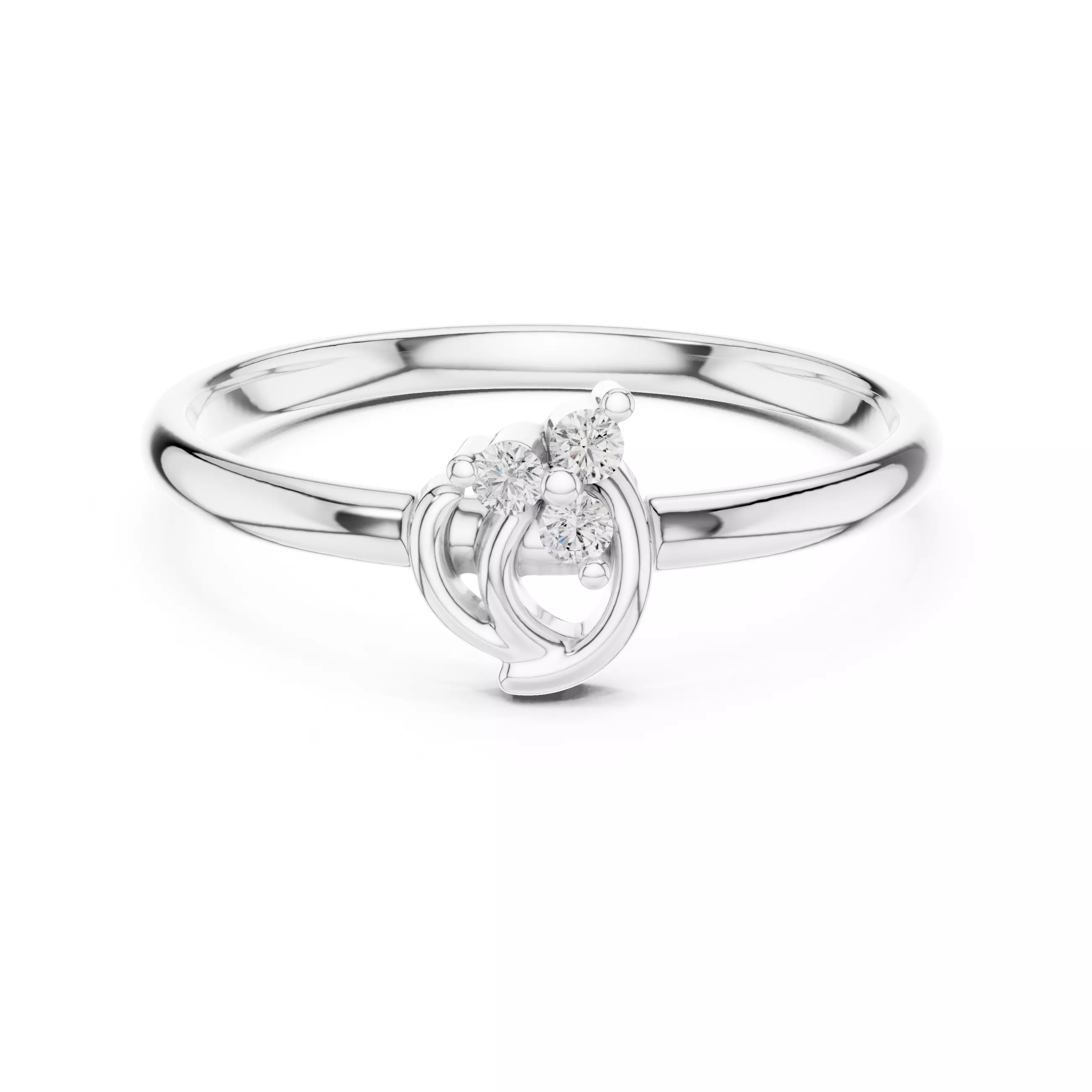  Three Round Diamond Comfort Engagement Ring 3DM STL Video 3D print model_2