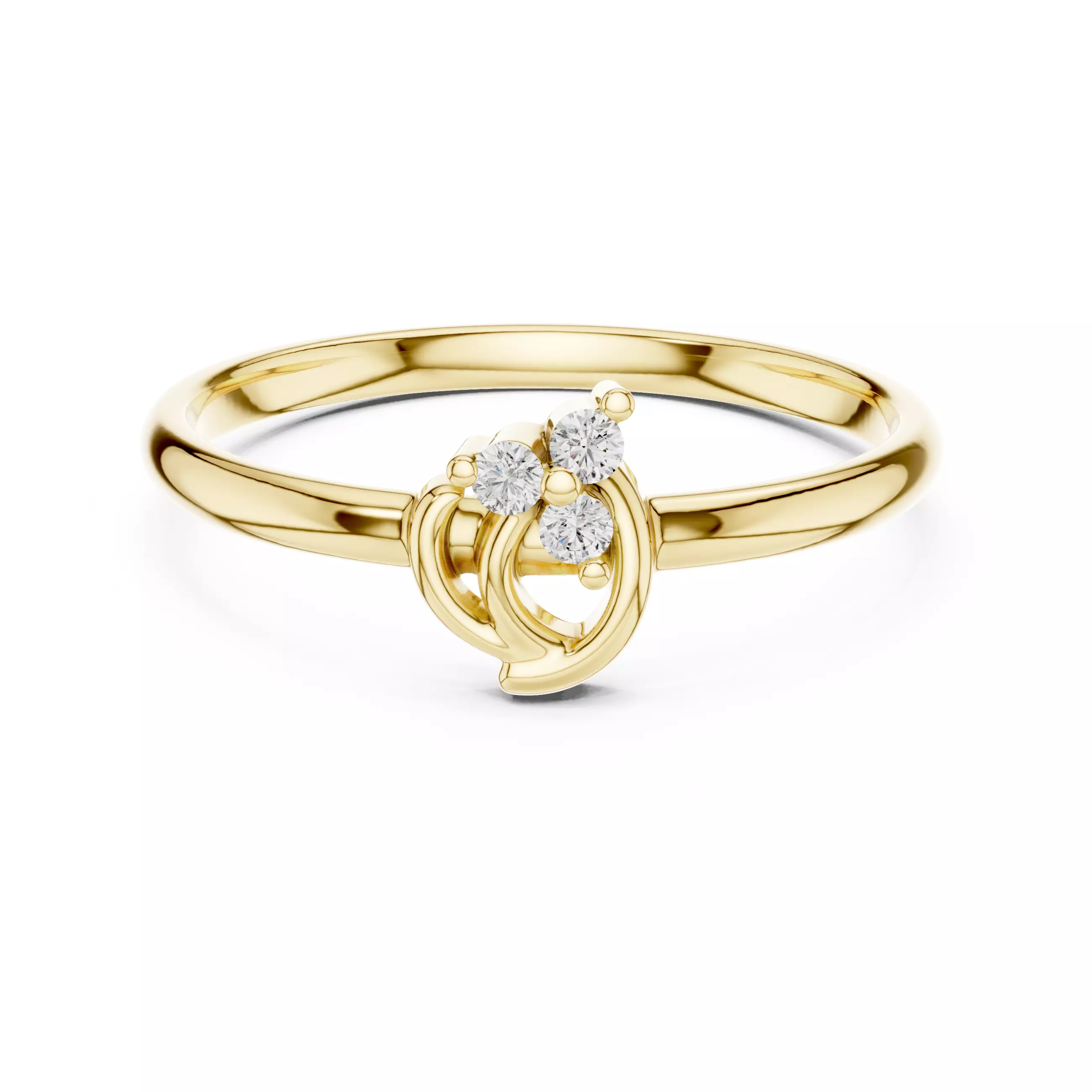  Three Round Diamond Comfort Engagement Ring 3DM STL Video 3D print model_1