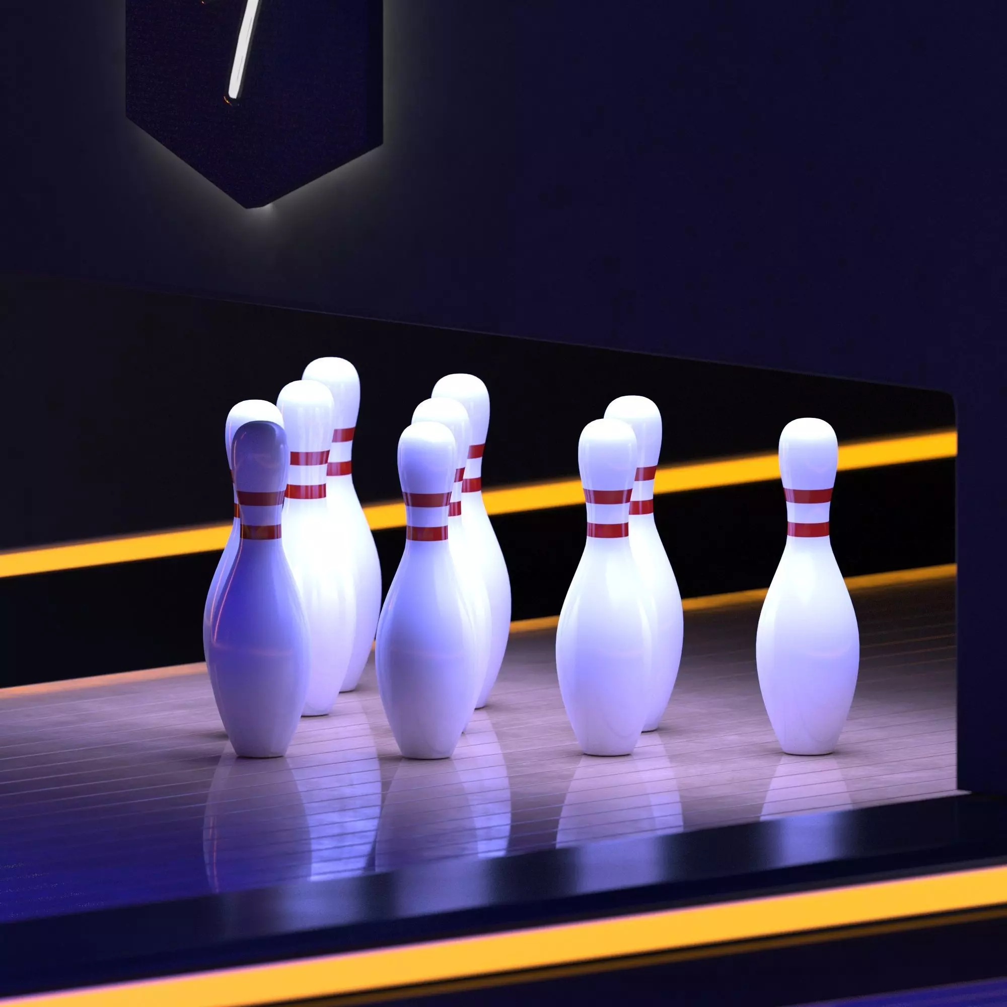 Modern Bowling Alley Interior 3D Model 3D model_5