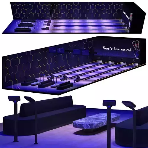 Modern Bowling Alley Interior 3D Model 3D model