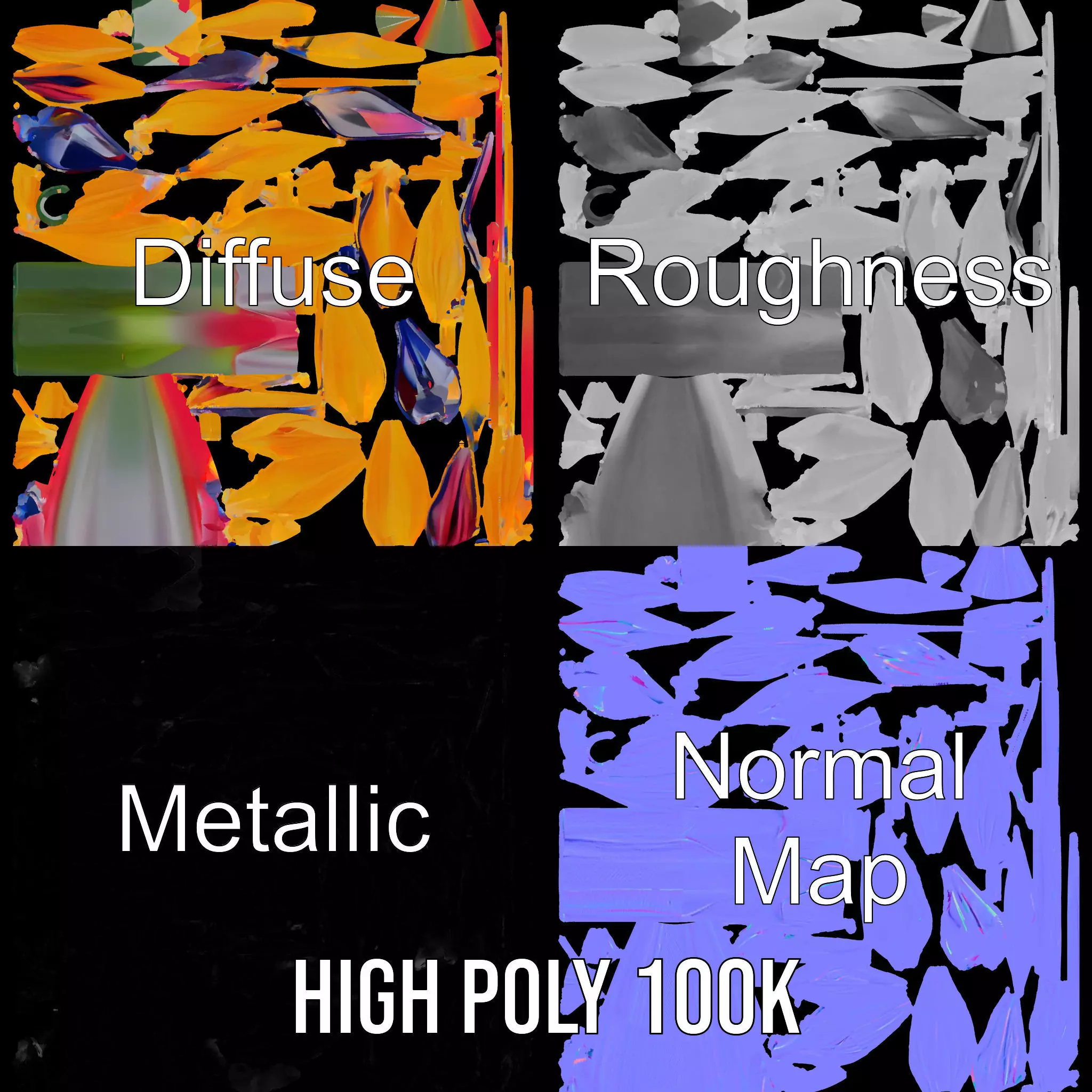 Bird of Paradise Flower model pack Low-poly 3D model_4