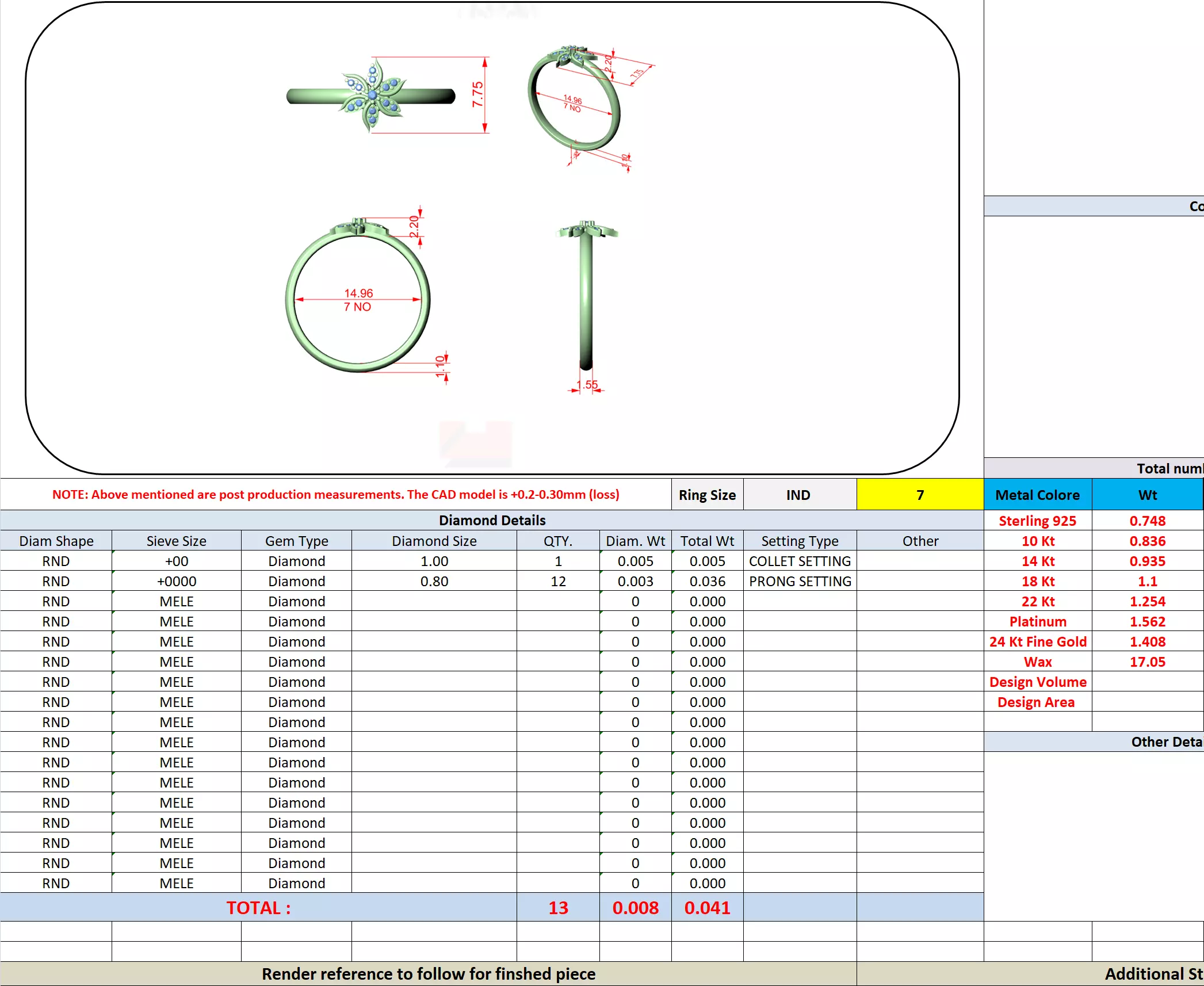Round Cut Diamond Leaf Engagement Wedding Ring 3DM STL Video 3D print model_13