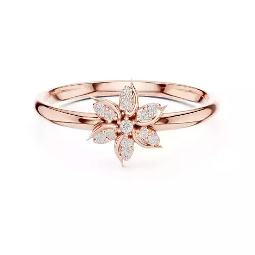 Round Cut Diamond Leaf Engagement Wedding Ring 3DM STL Video 3D print model