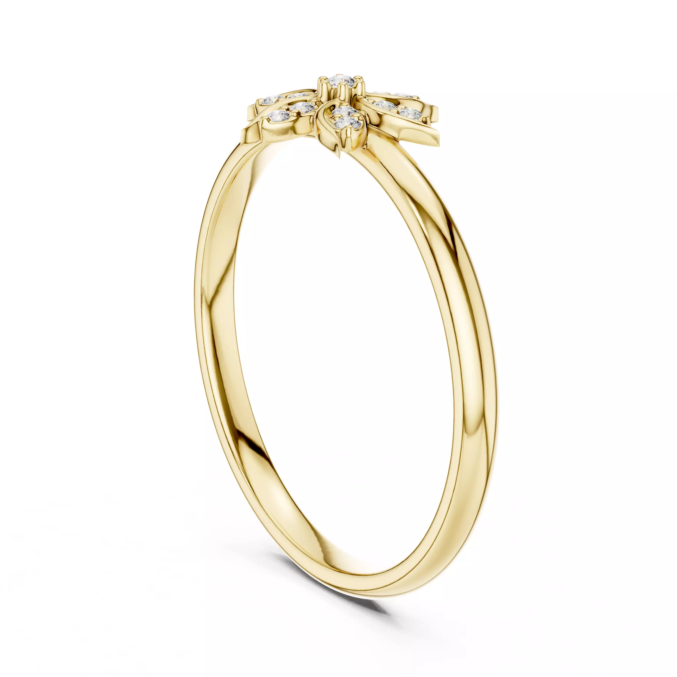 Round Cut Diamond Leaf Engagement Wedding Ring 3DM STL Video 3D print model_6