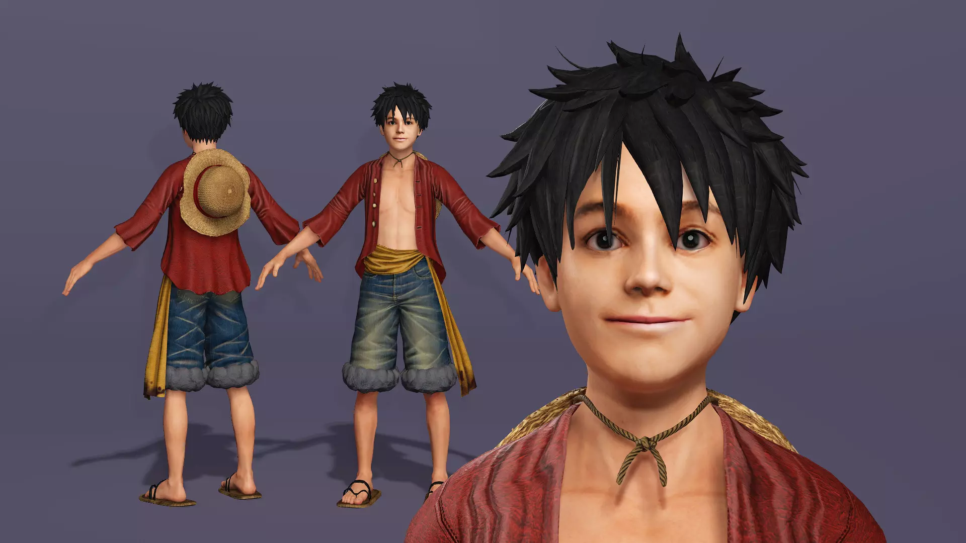 Next-Gen Realistic Luffy Character ONE PIECE Gokuraku Jodo dance 3D model_0